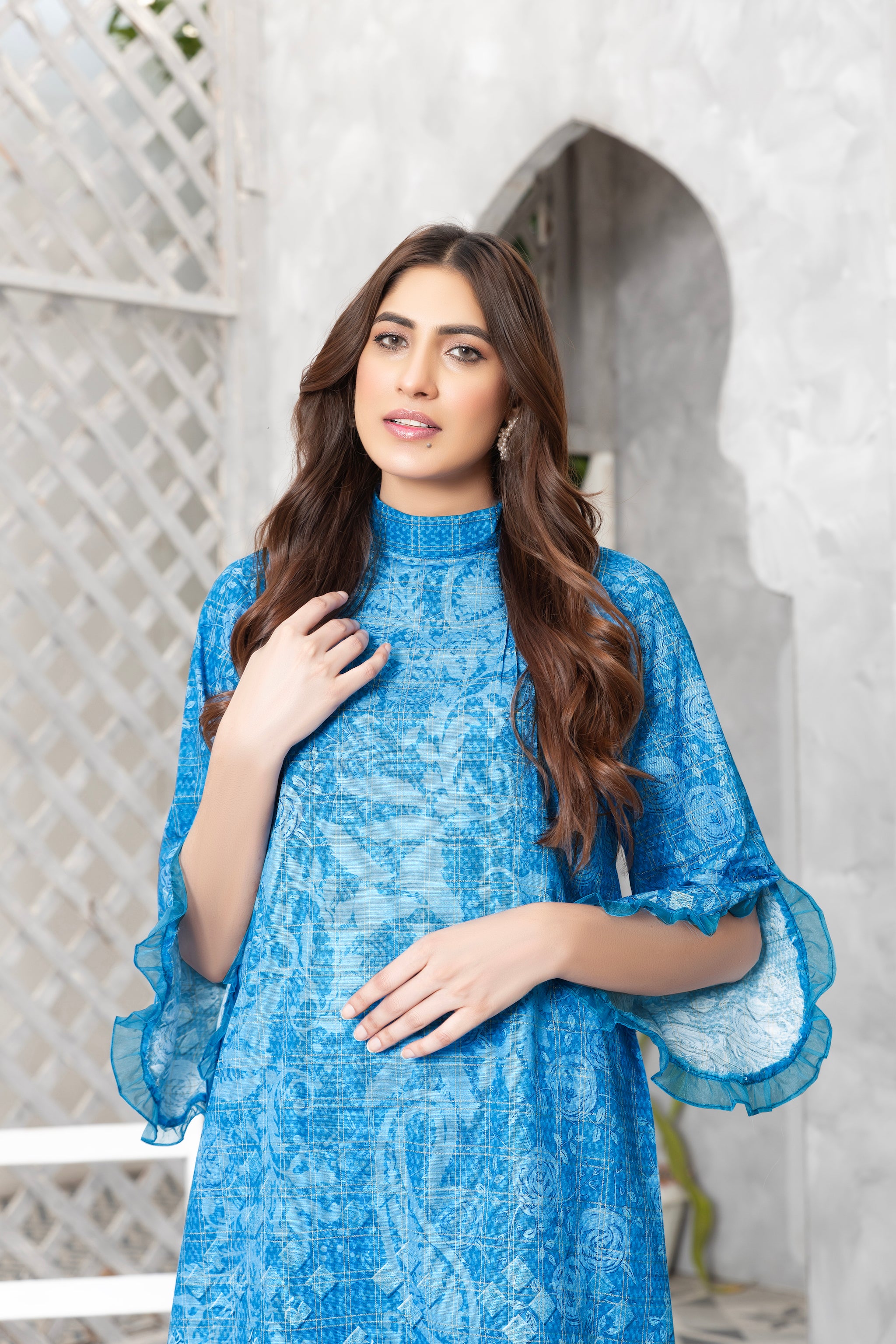 Grid Khaddar Unstitched 1 Piece Blue - (Vol-54/07)1P-W-23-D-2 - SAFANOOR