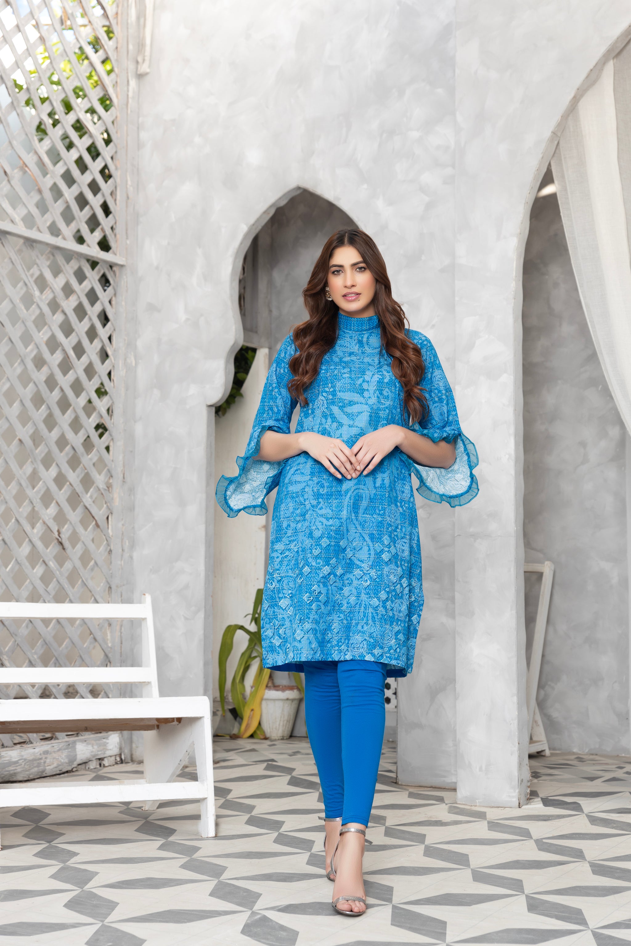 Grid Khaddar Unstitched 1 Piece Blue - (Vol-54/07)1P-W-23-D-2 - SAFANOOR