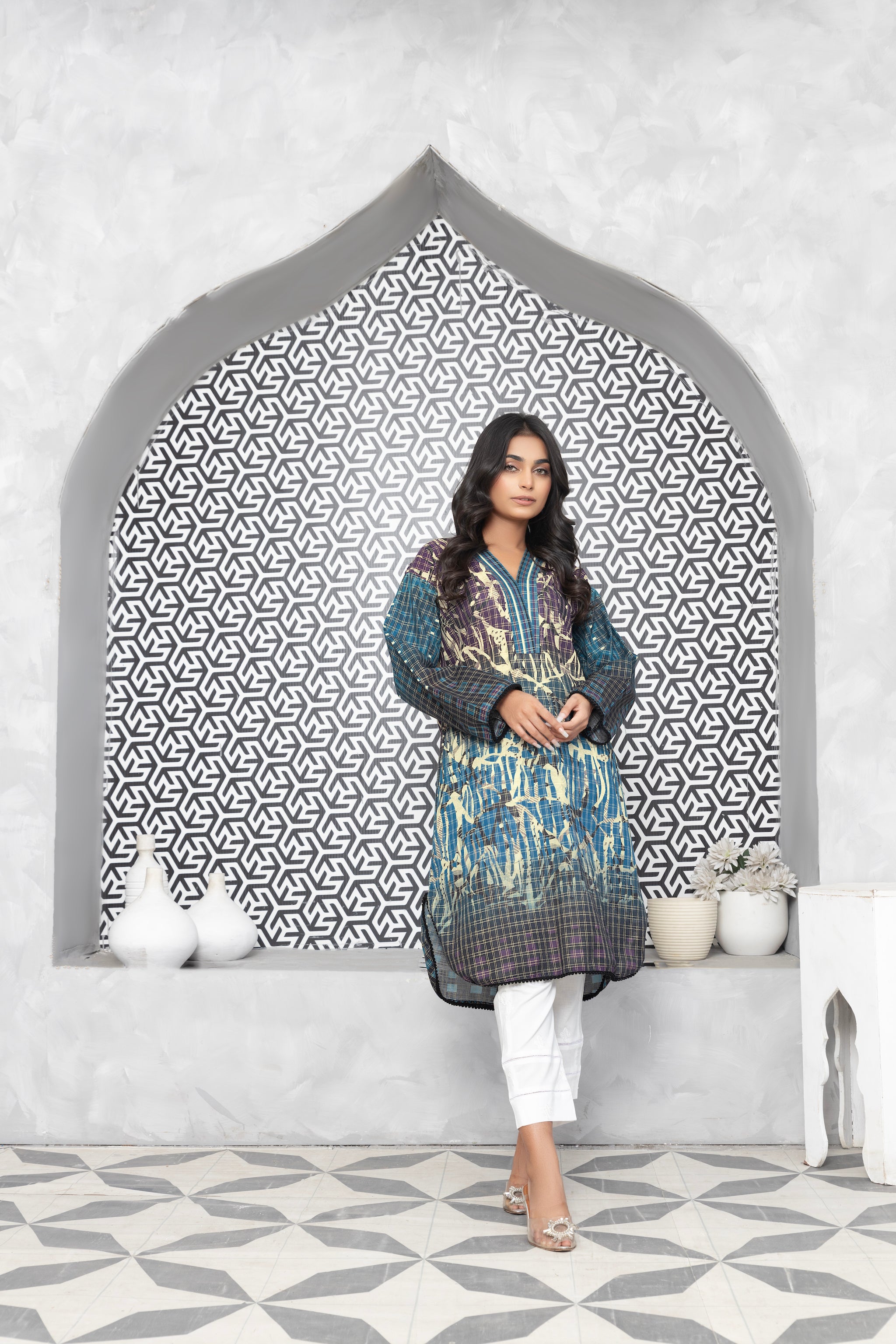 Grid Khaddar Unstitched 1 Piece Multi - (Vol-54/07)1P-W-23-D-13 - SAFANOOR