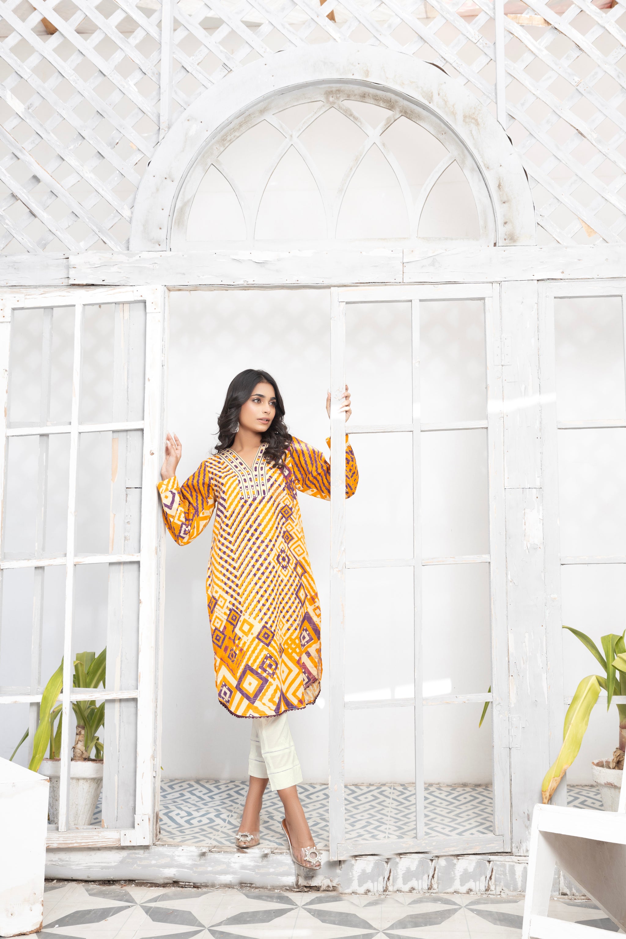 Grid Khaddar Unstitched 1 Piece Mustard - (Vol-54/07)1P-W-23-D-17 - SAFANOOR