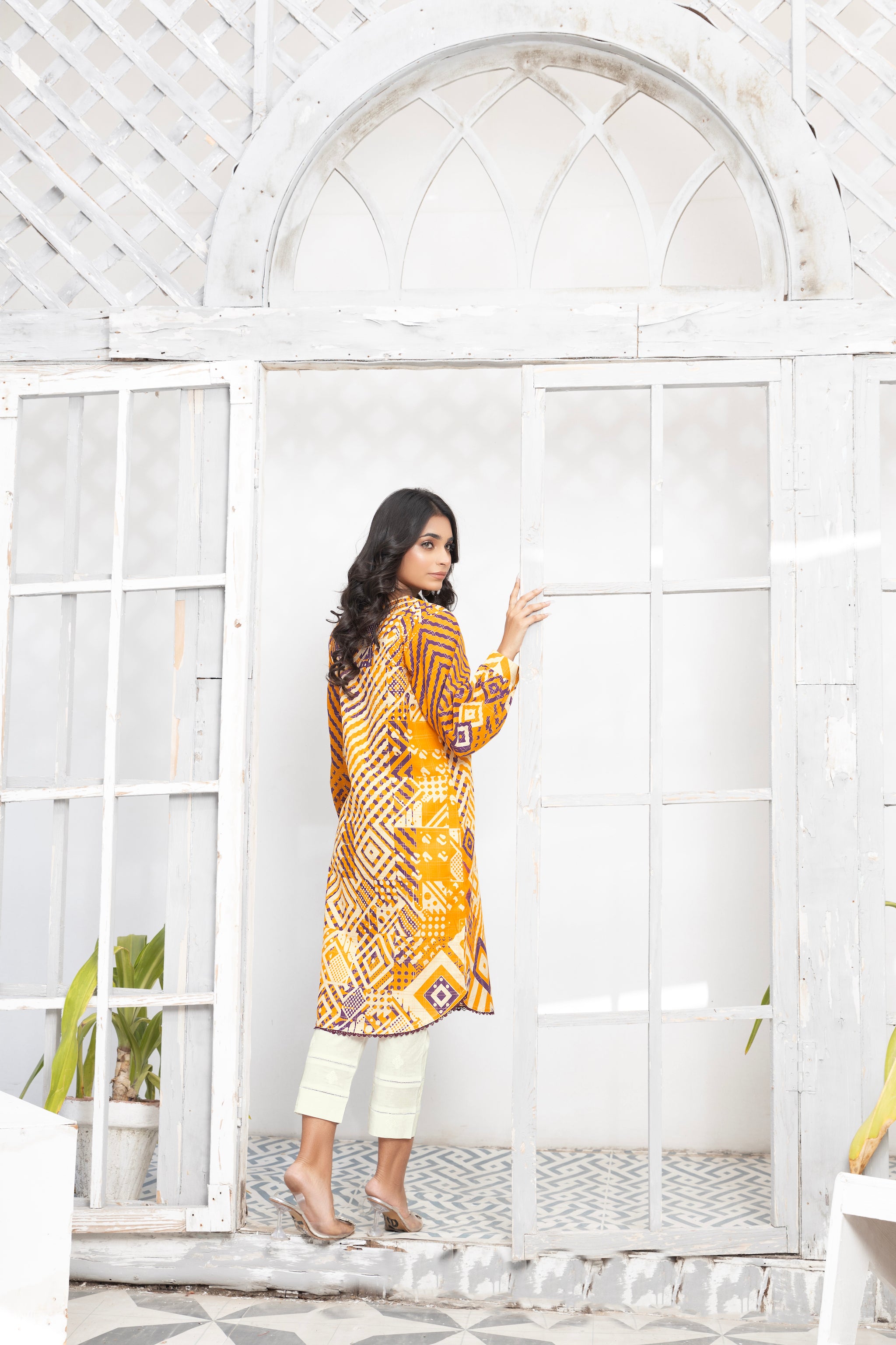 Grid Khaddar Unstitched 1 Piece Mustard - (Vol-54/07)1P-W-23-D-17 - SAFANOOR