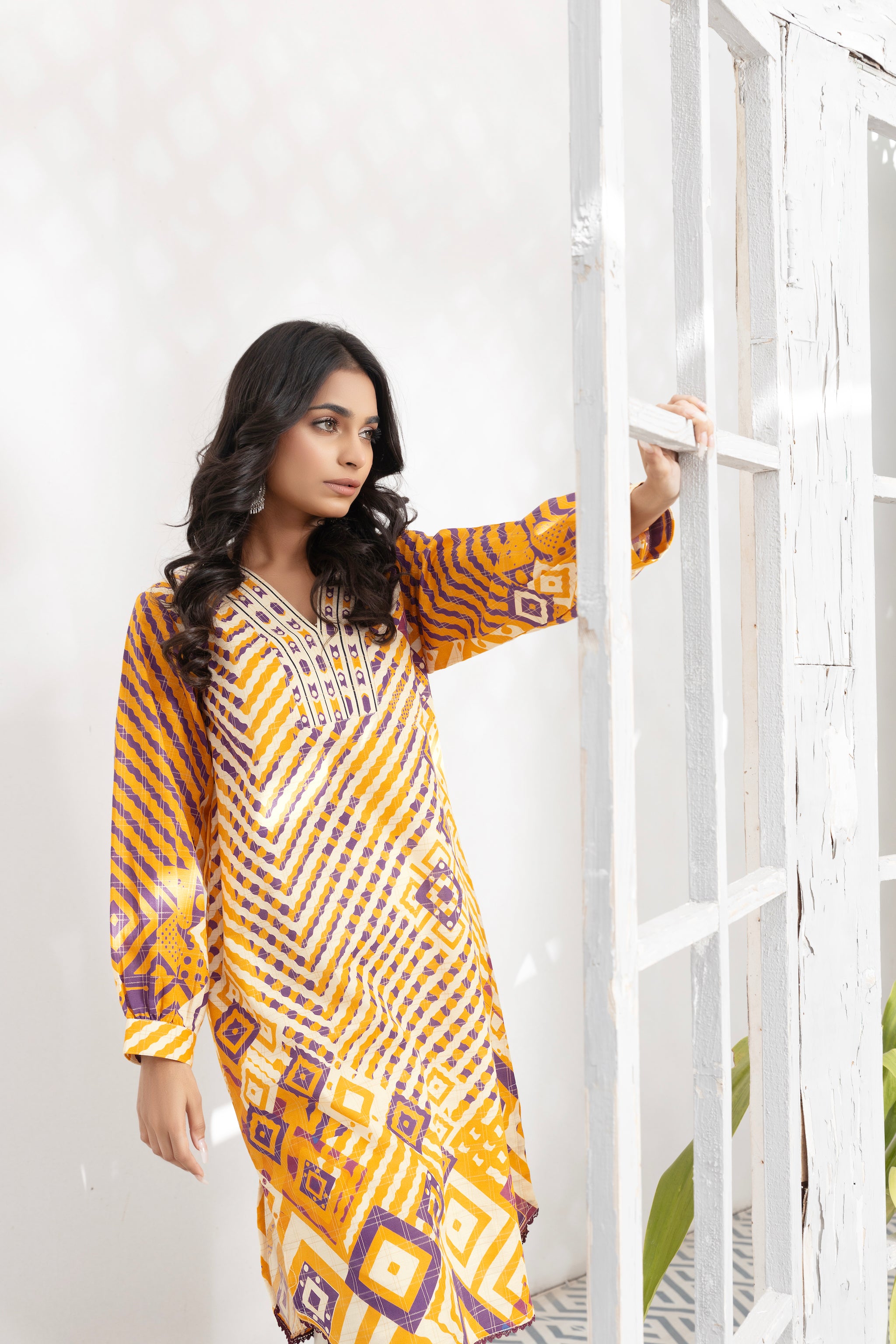 Grid Khaddar Unstitched 1 Piece Mustard - (Vol-54/07)1P-W-23-D-17 - SAFANOOR