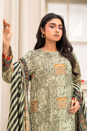 Grullo 3 Piece Unstitched Premium Printed Lawn
