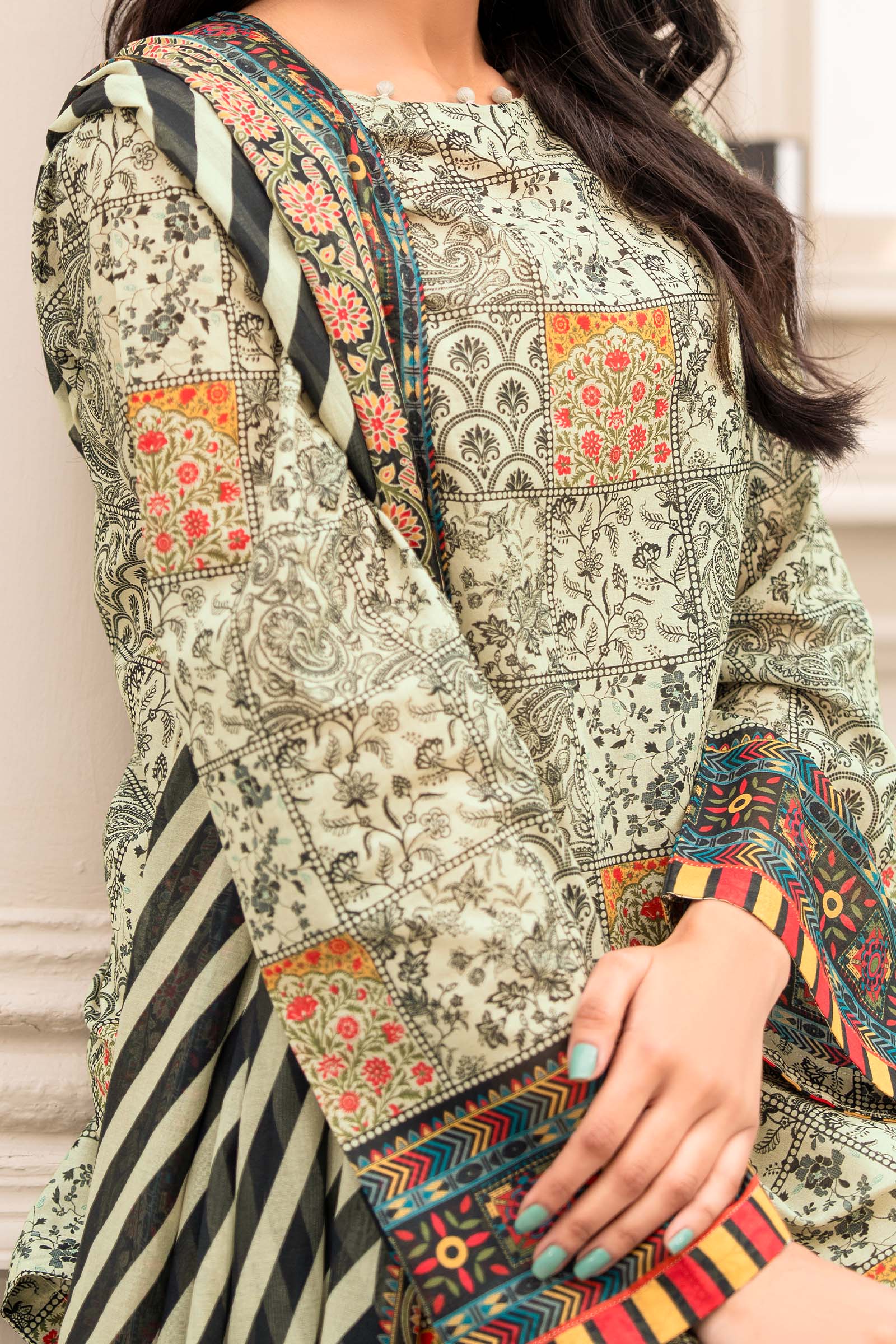 Grullo 3 Piece Unstitched Premium Printed Lawn