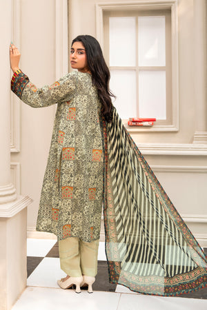 Grullo 3 Piece Unstitched Premium Printed Lawn