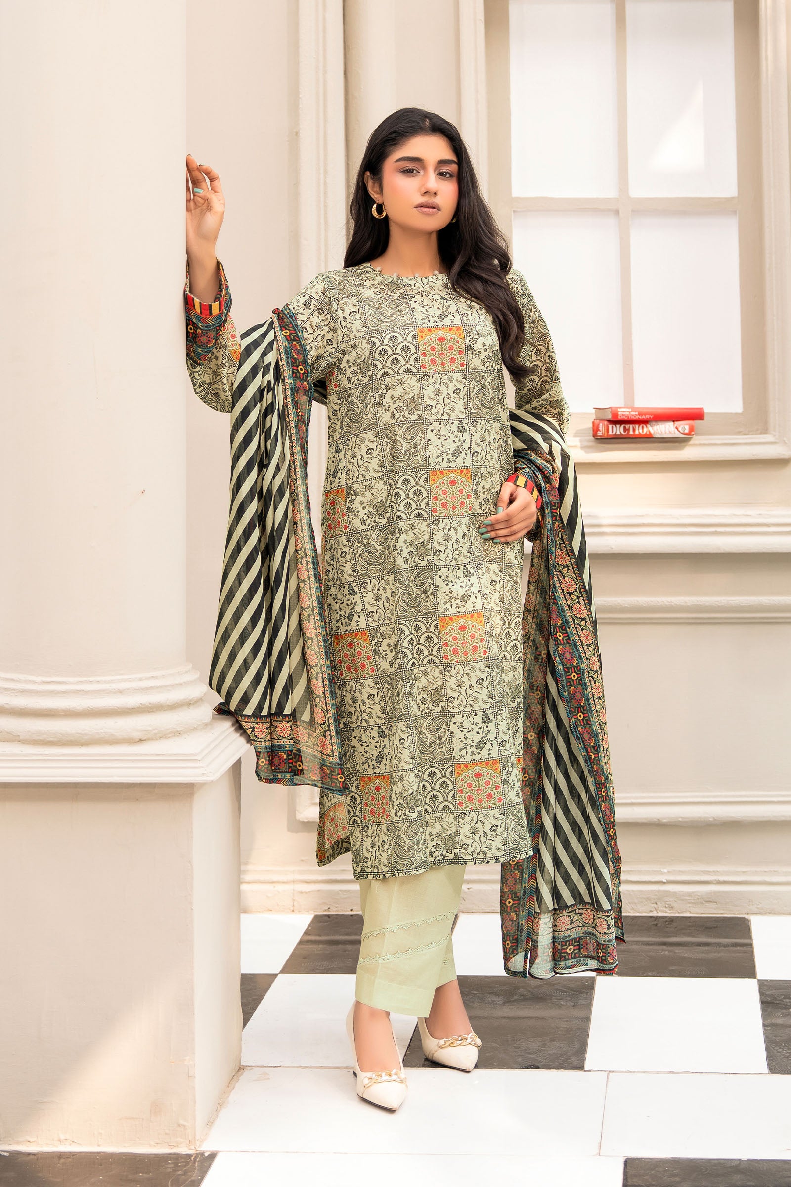 Grullo 3 Piece Unstitched Premium Printed Lawn