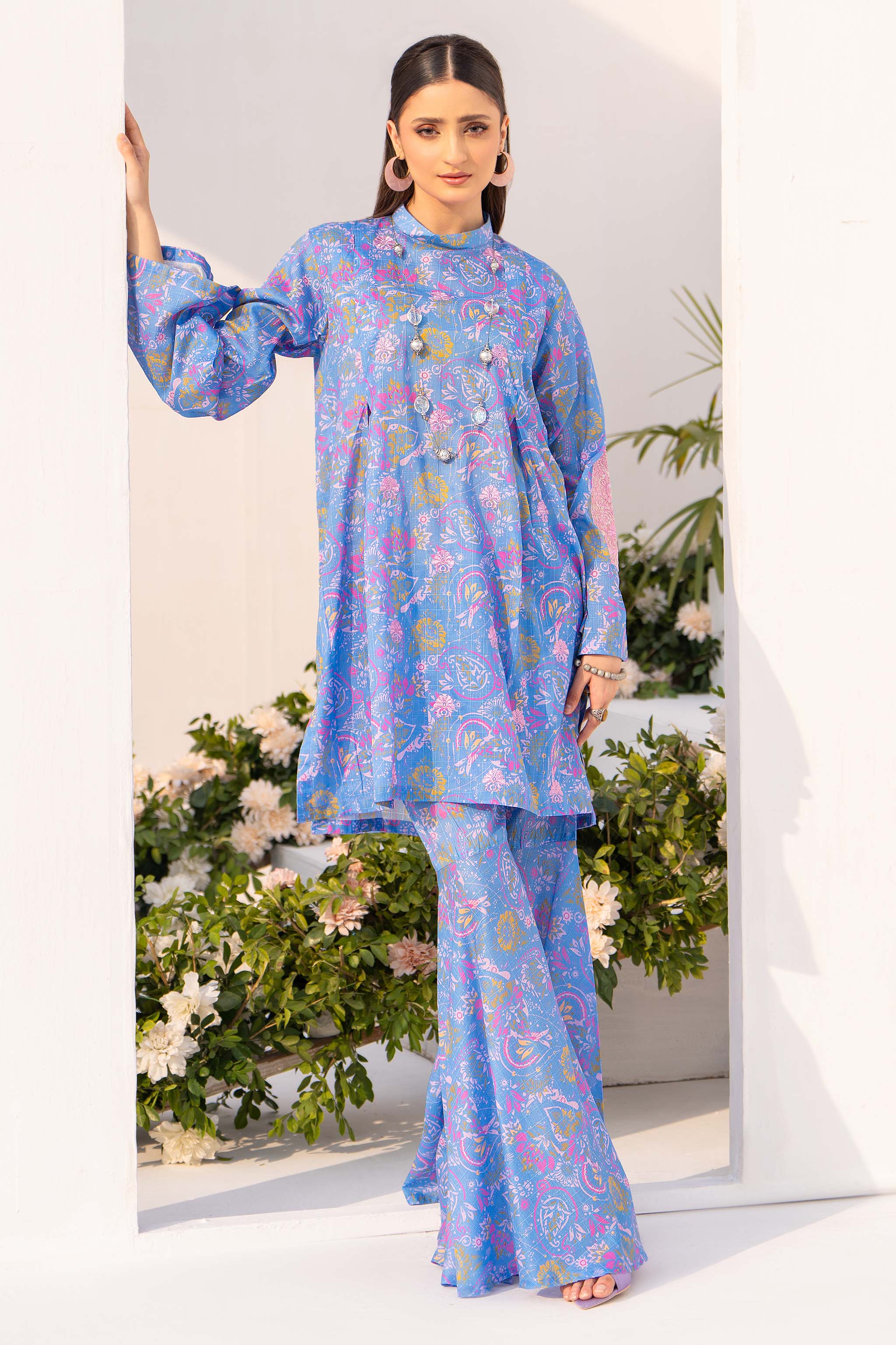 Jugnoo 1pcs unstitched collection digital grid lawn embroidered shirt summer 2024 by safanoor