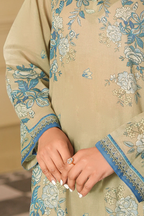 Khaki 3 Piece Unstitched Premium Printed Lawn