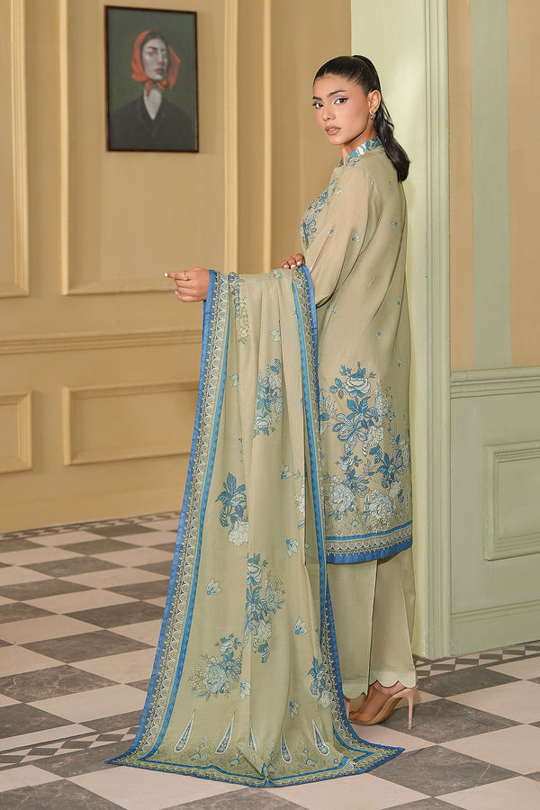Khaki 3 Piece Unstitched Premium Printed Lawn