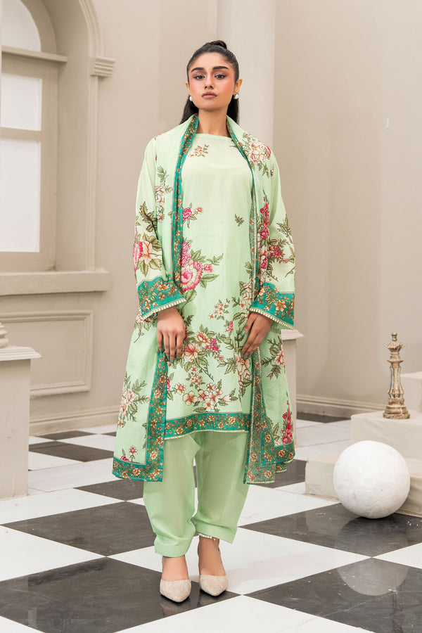 Laurel Green 3 Piece Unstitched Premium Printed Lawn