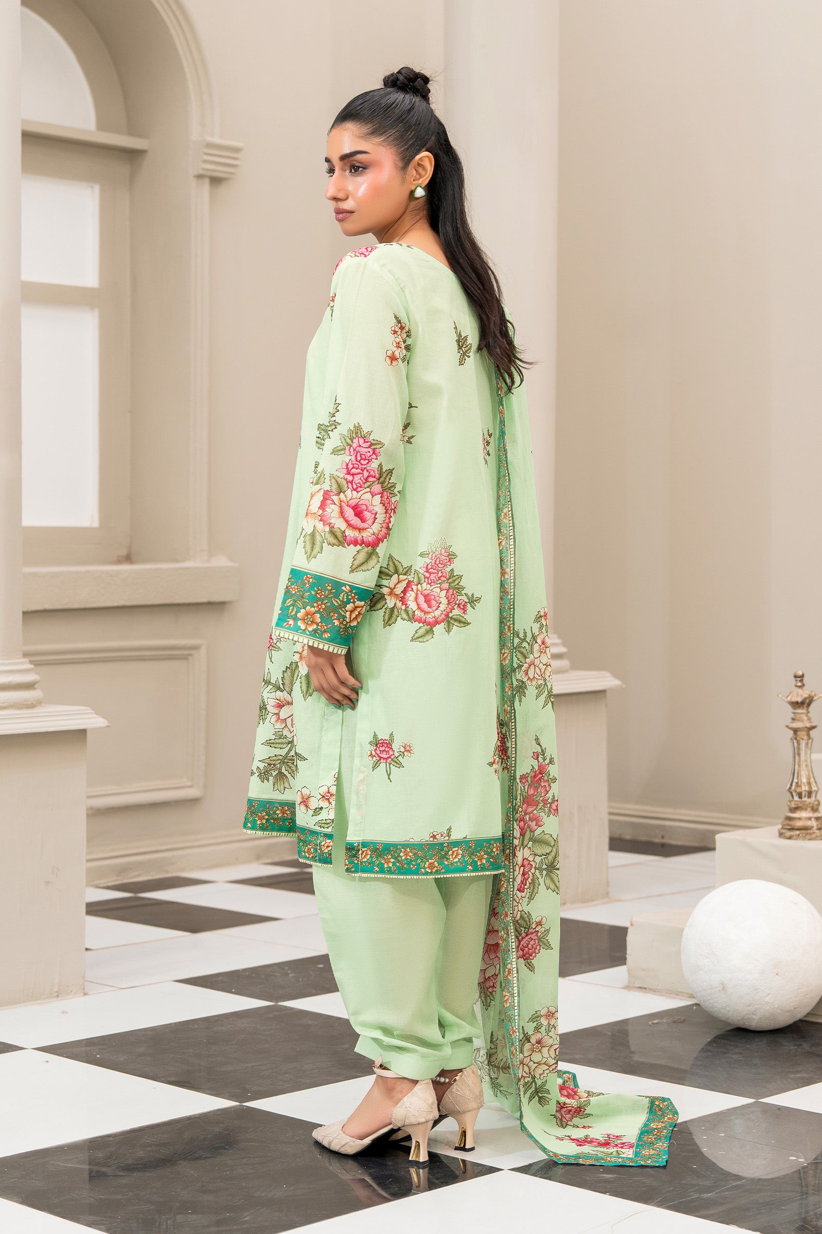 Laurel Green 3 Piece Unstitched Premium Printed Lawn