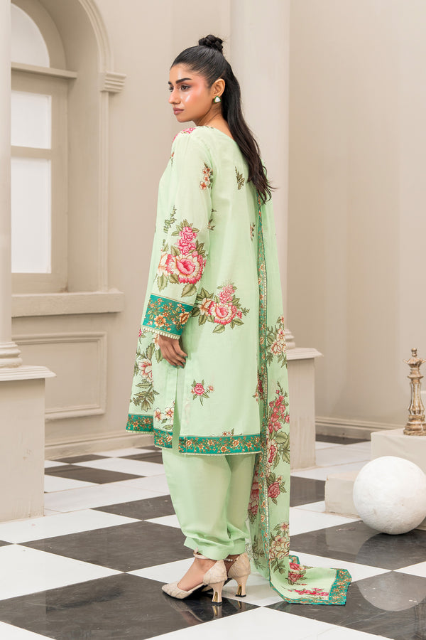 Laurel Green 3 Piece Unstitched Premium Printed Lawn