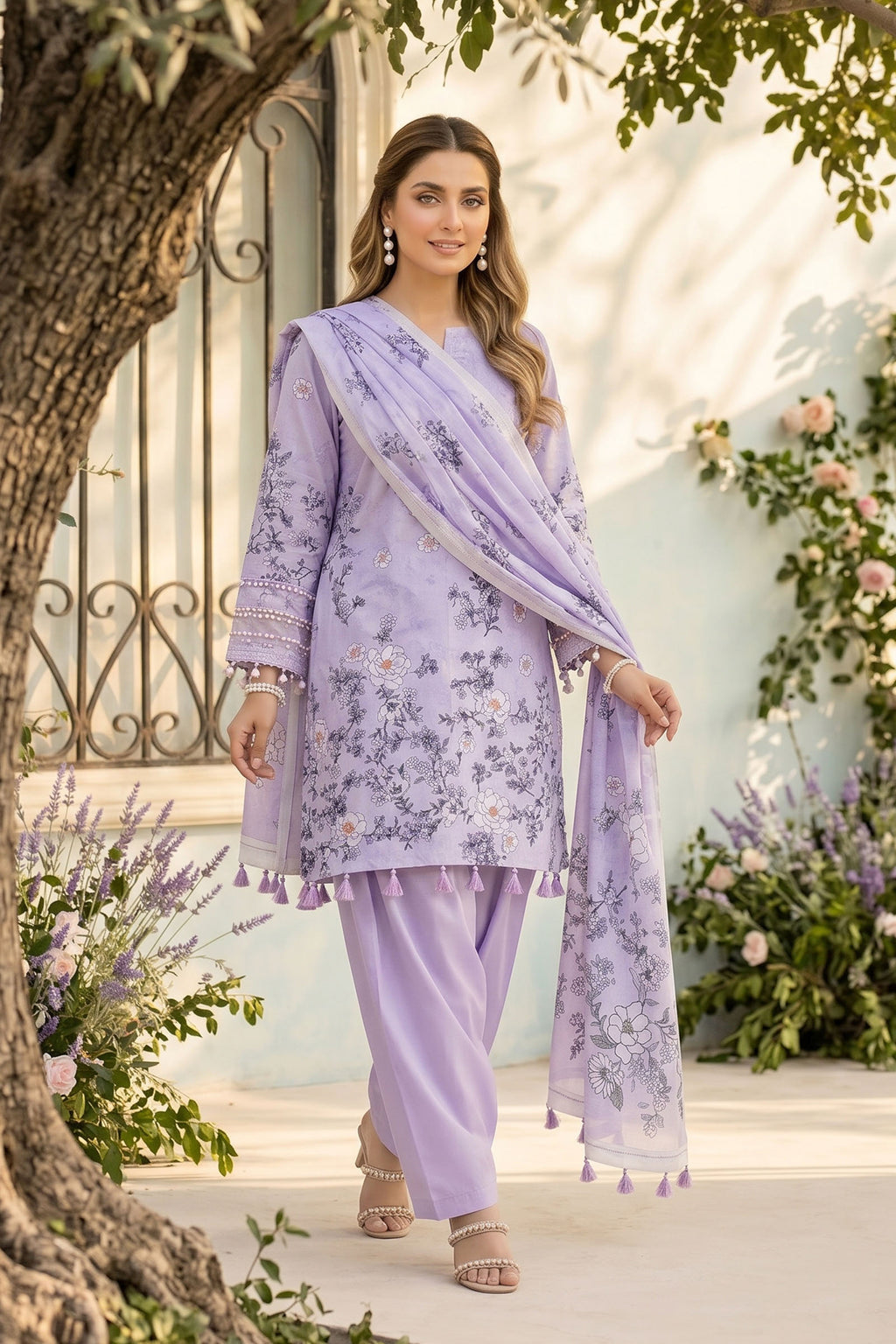 Lavender 3 Piece Unstitched Premium Printed Lawn Suit By Safa Noor Nigaah Collection Summer 2026