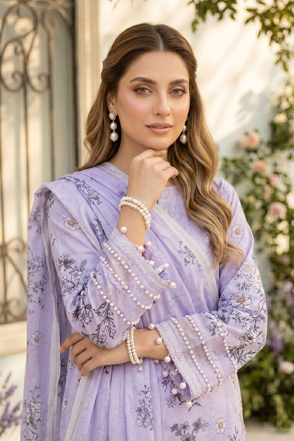 Lavender 3 Piece Unstitched Premium Printed Lawn Suit By Safa Noor Nigaah Collection Summer 2026
