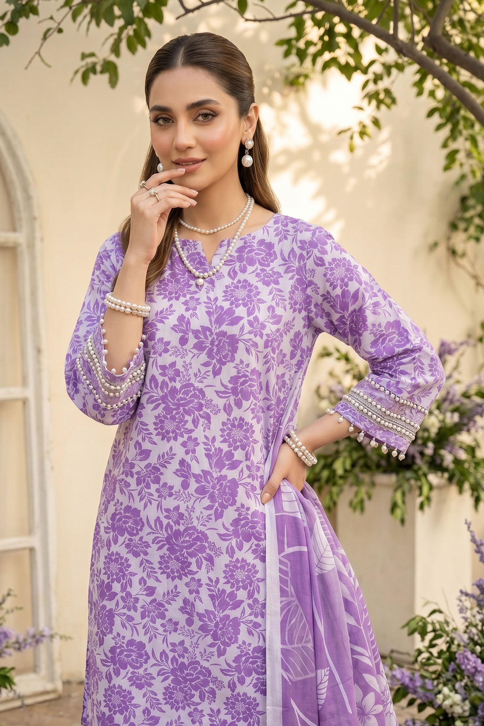 Lavender 3 Piece Unstitched Premium Printed Lawn Suit By Safa Noor Nigaah Collection Summer 2026