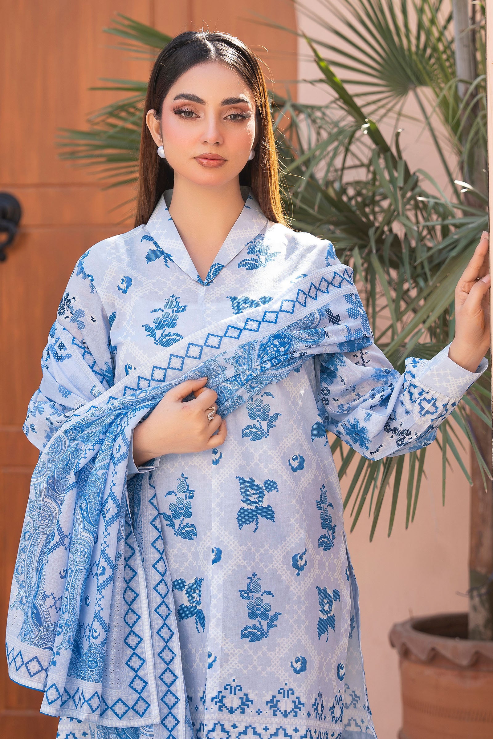 Light Blue 3 Piece Unstitched Premium Printed Lawn Suit By Safa Noor Summer 2026 Collection