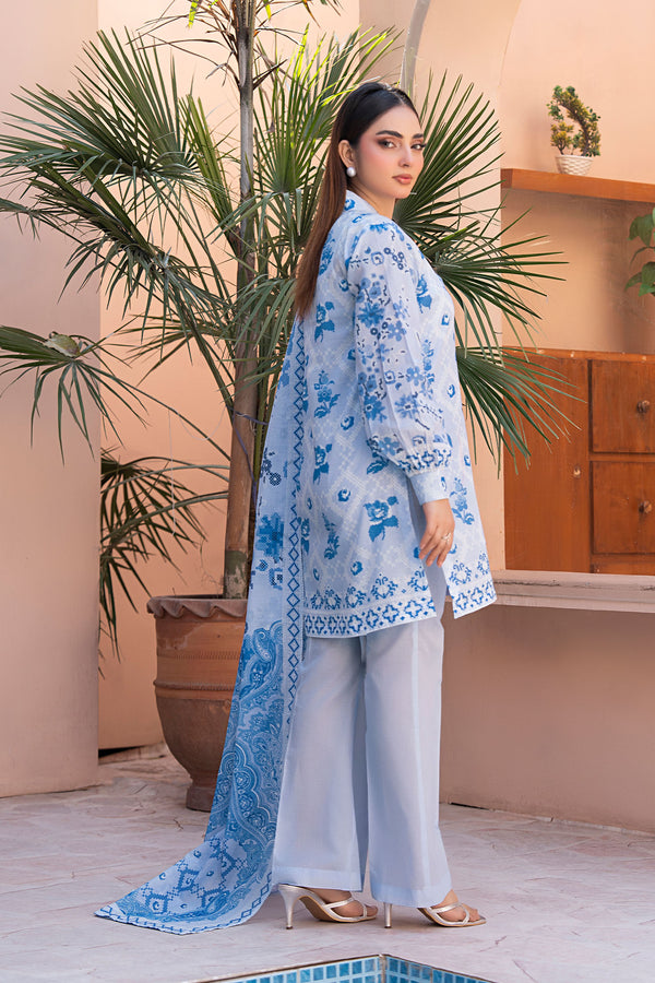 Light Blue 3 Piece Unstitched Premium Printed Lawn Suit By Safa Noor Summer 2026 Collection