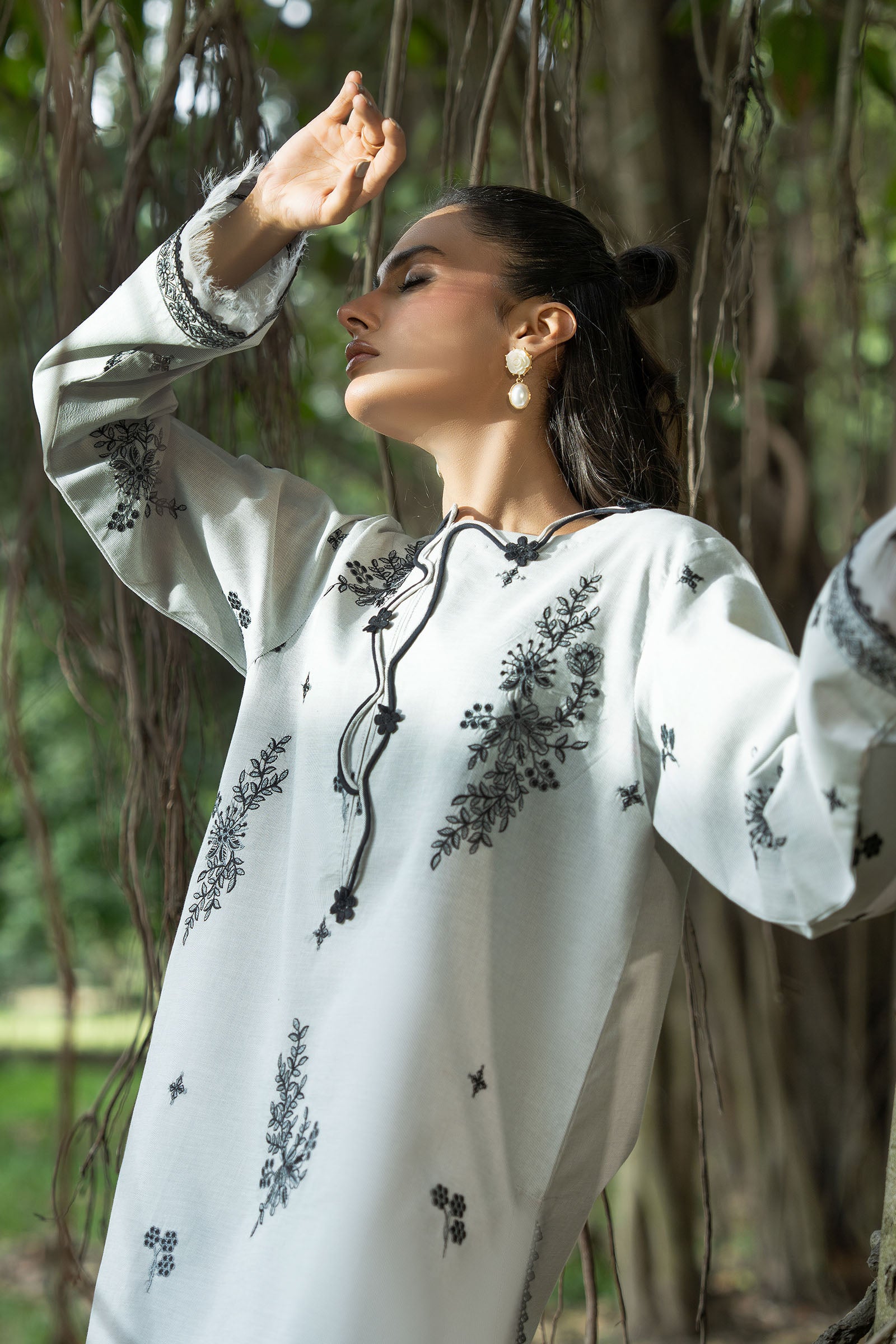 Light Gray 2 Piece Unstitched Dyed Embroidered Lawn Secondary image