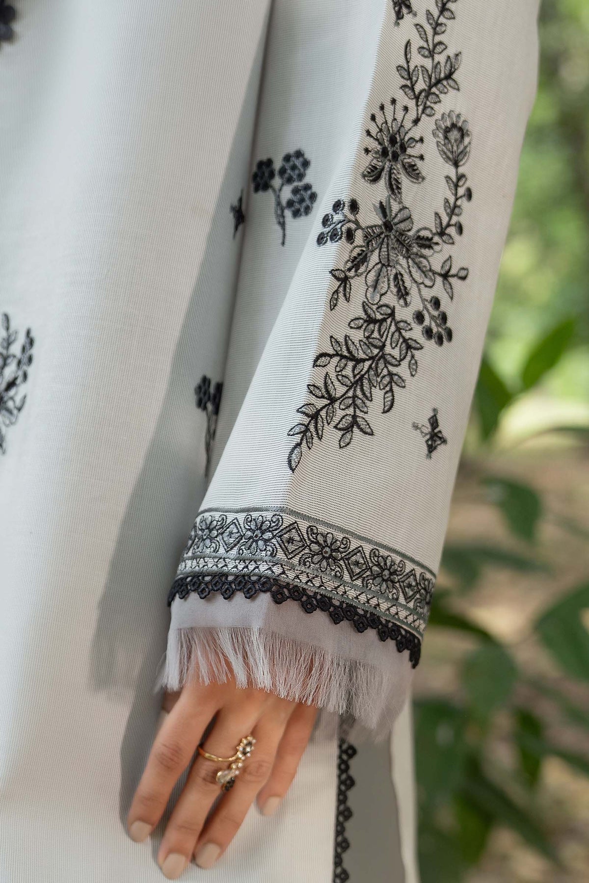 Light Gray 2 Piece Unstitched Dyed Embroidered Lawn