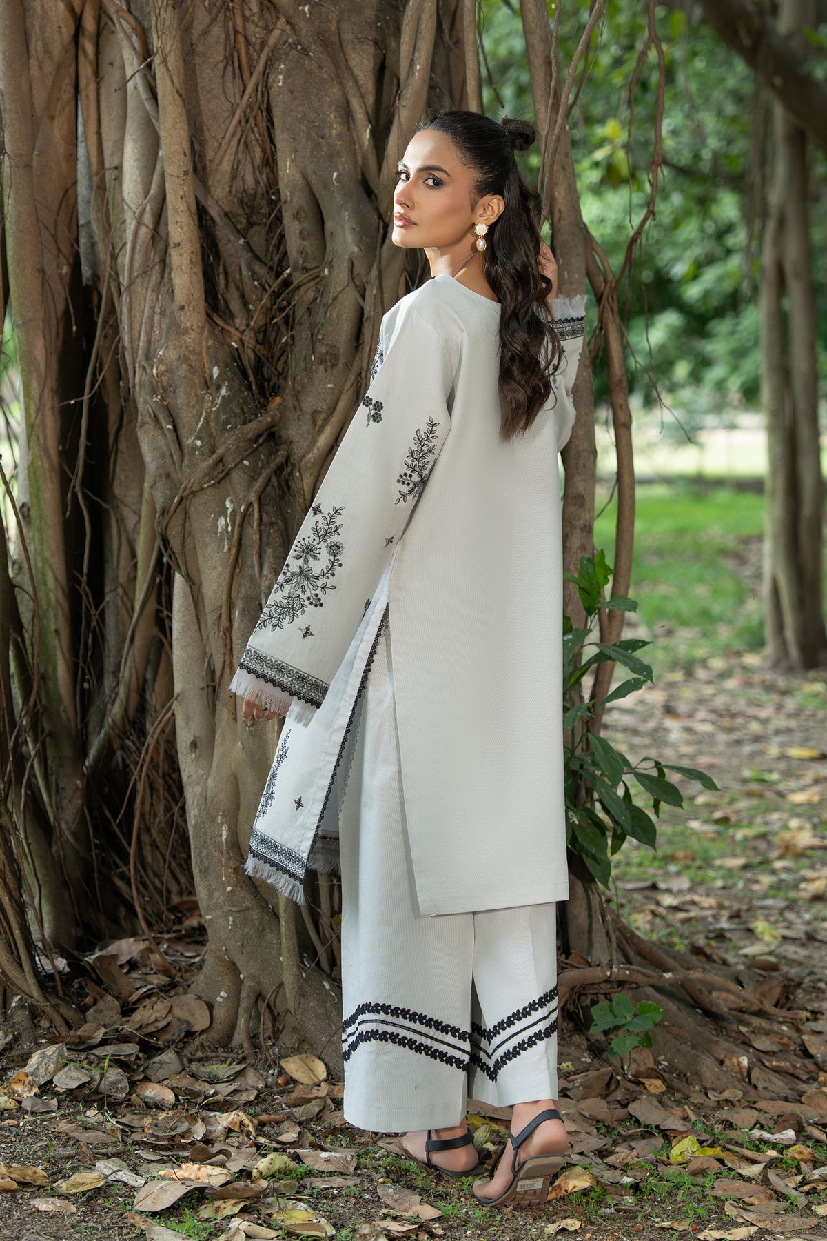 Light Gray 2 Piece Unstitched Dyed Embroidered Lawn