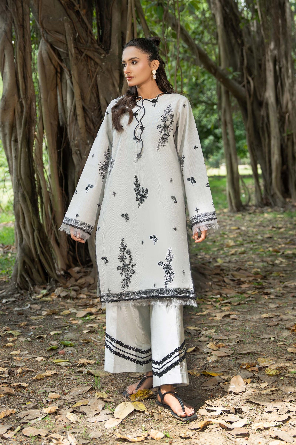 Light Gray 2 Piece Unstitched Dyed Embroidered Lawn Main image