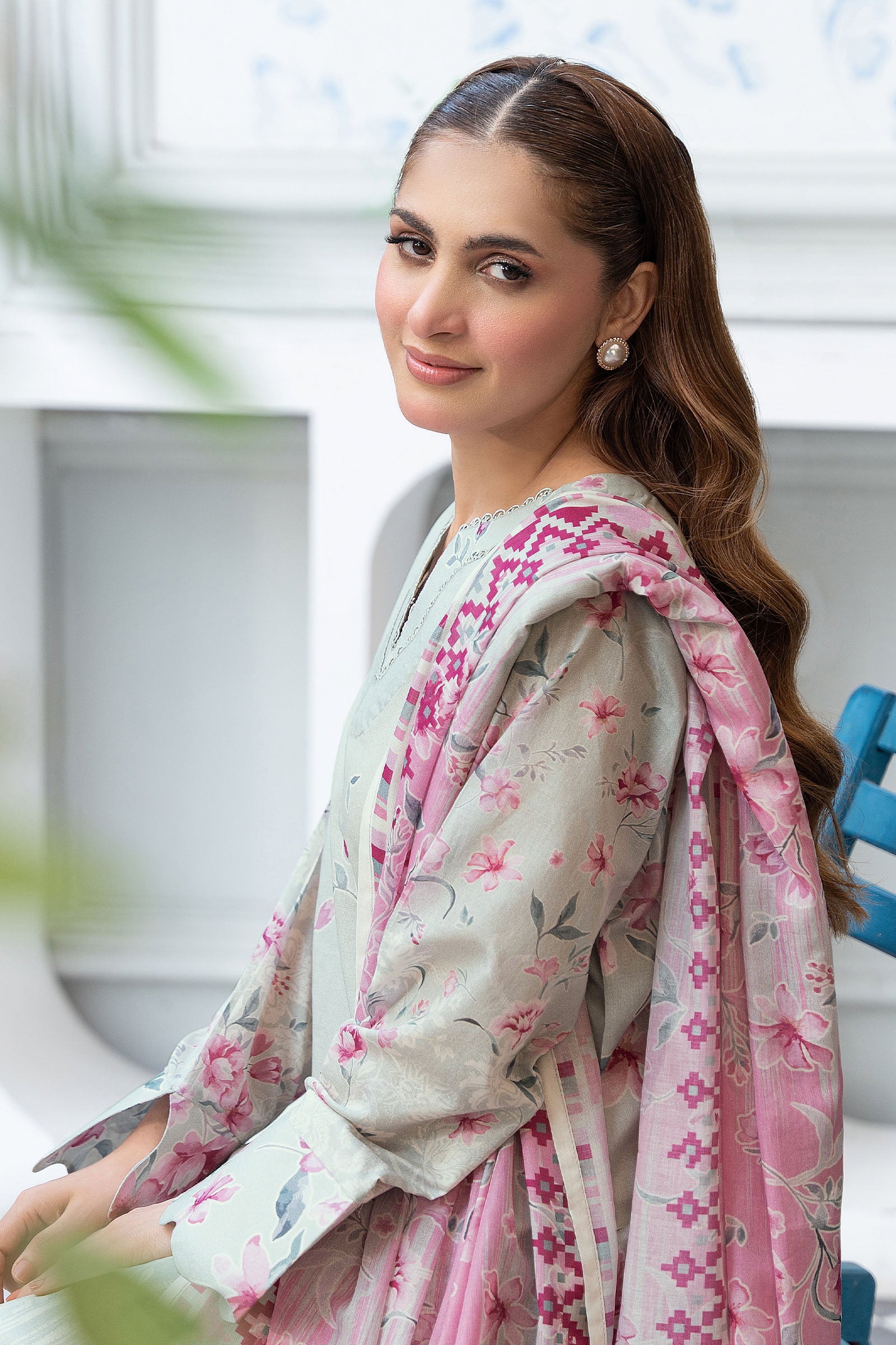 Light Gray 3 Piece Unstitched Premium Printed Lawn Suit