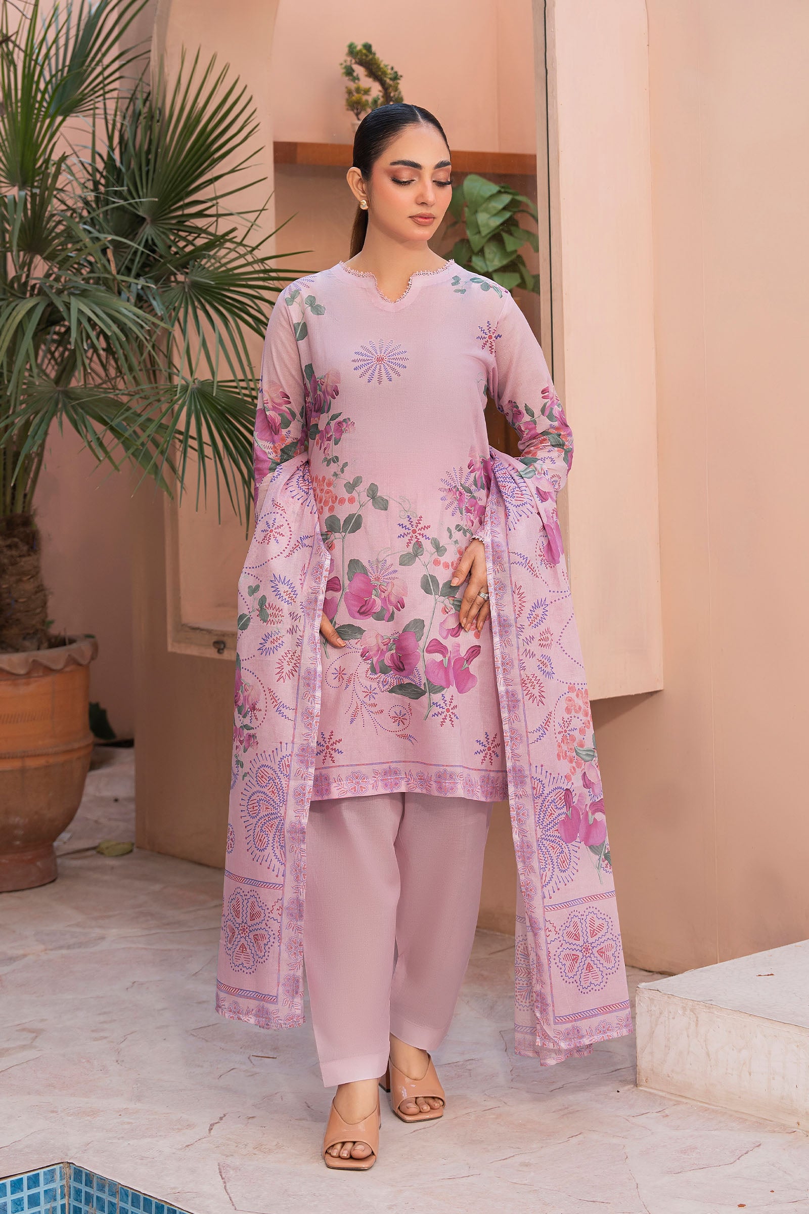 Light Pink 3 Piece Unstitched Premium Printed Lawn Suit By Safa Noor Summer 2026 Collection