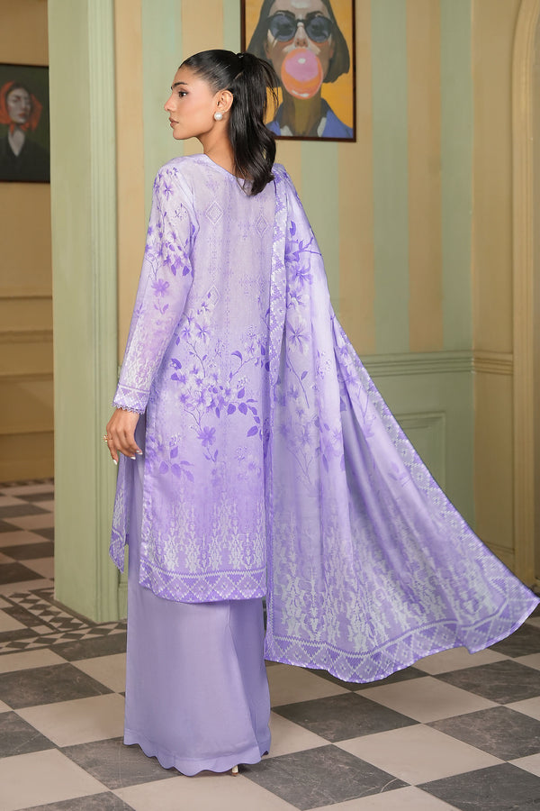 Light Purple 3 Piece Unstitched Premium Printed Lawn