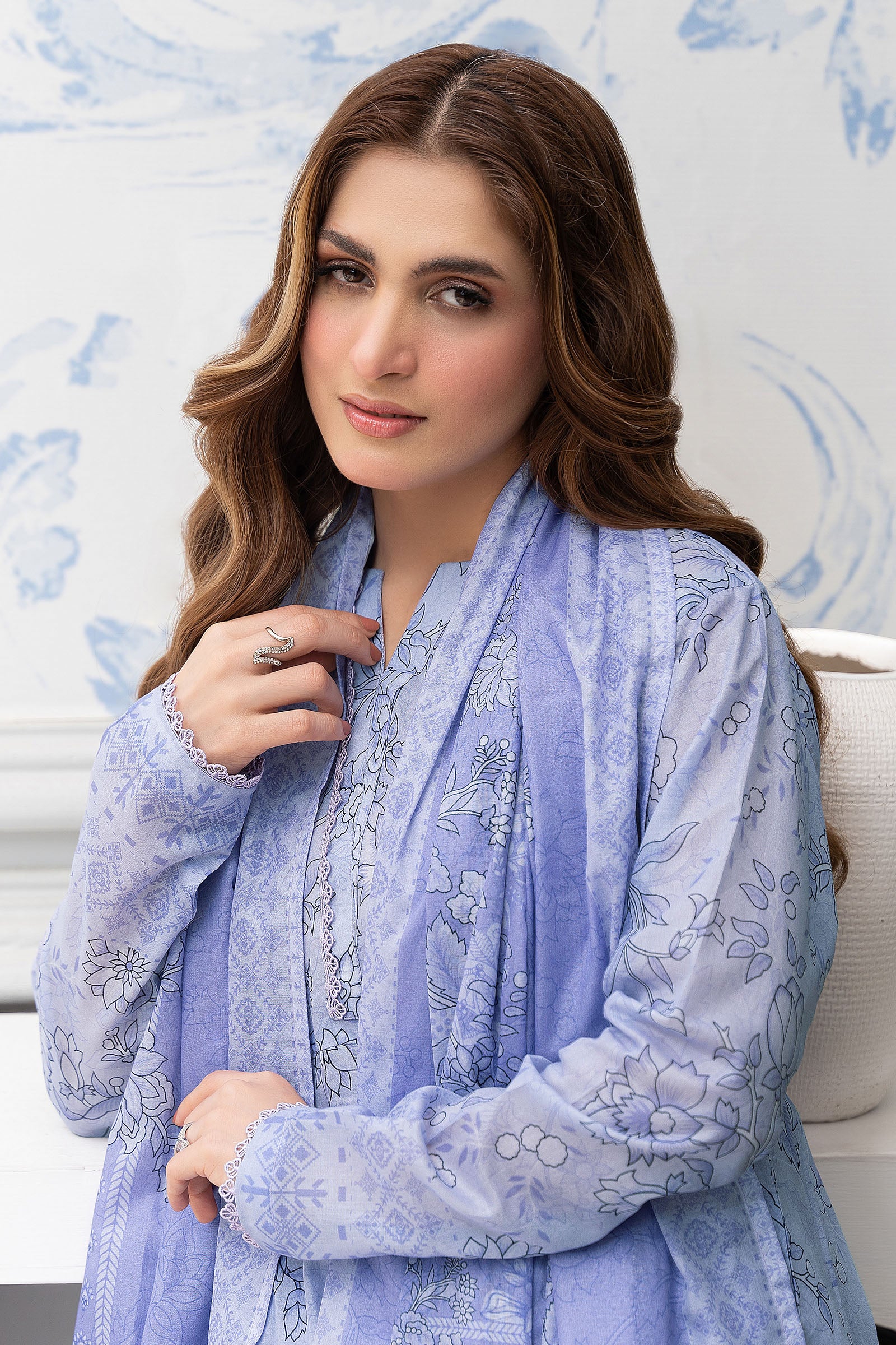 Light Purple 3 Piece Unstitched Premium Printed Lawn Secondary image
