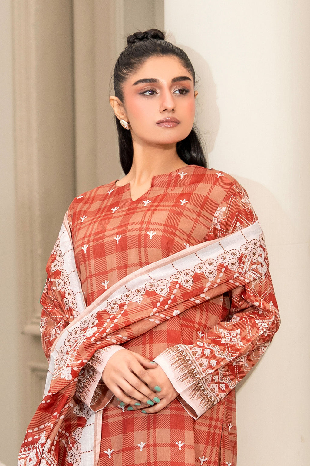 Light Red 3 Piece Unstitched Premium Printed Lawn