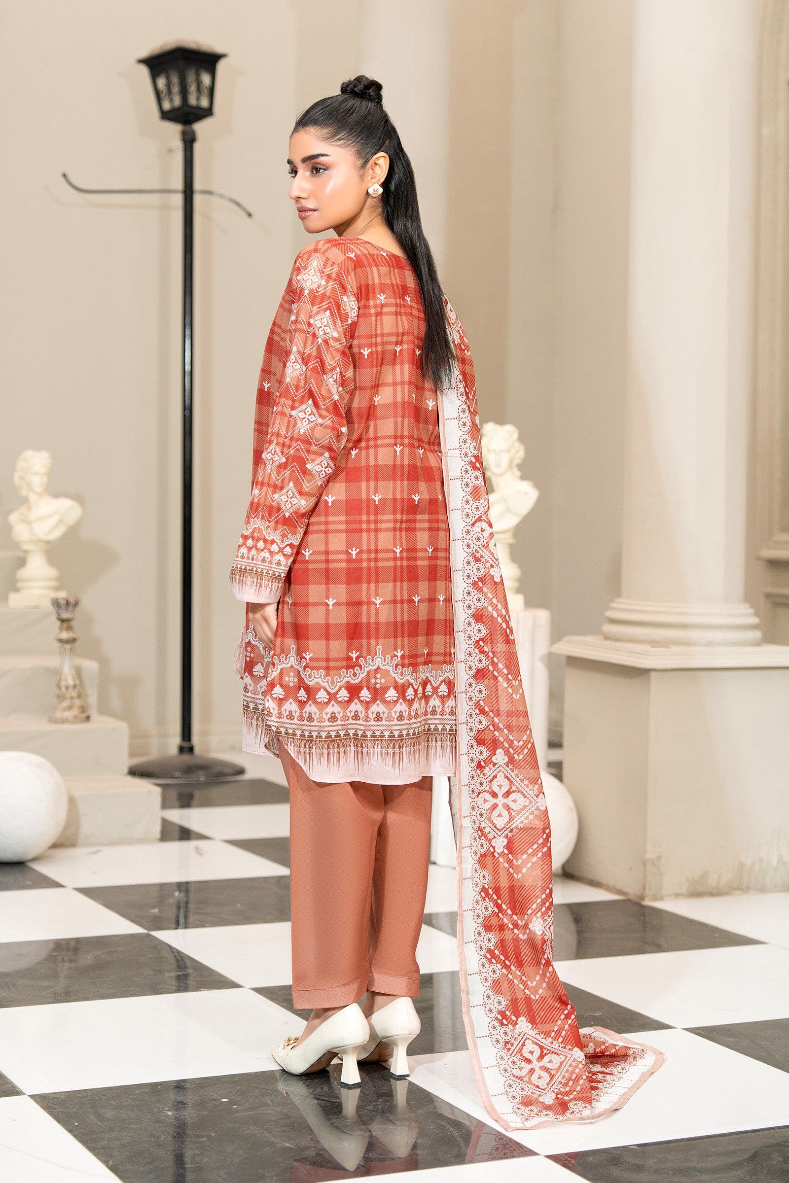 Light Red 3 Piece Unstitched Premium Printed Lawn