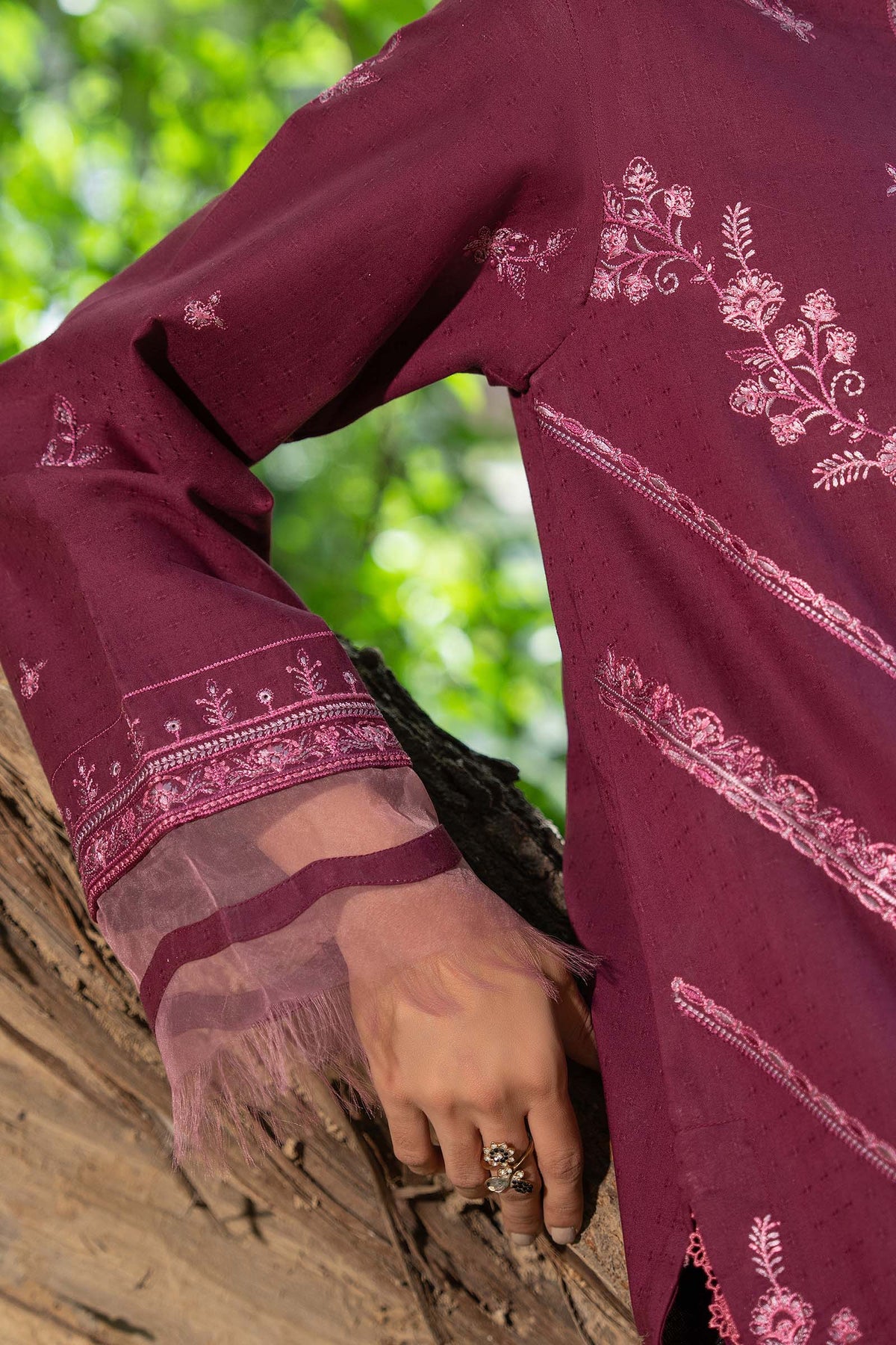 Maroon 2 Piece Unstitched Dyed Embroidered Lawn