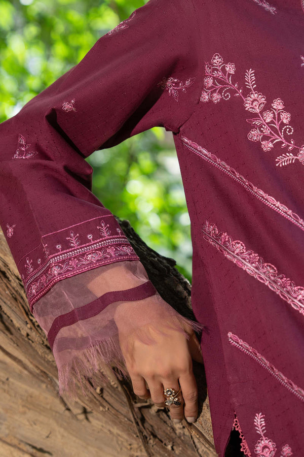 Maroon 2 Piece Unstitched Dyed Embroidered Lawn