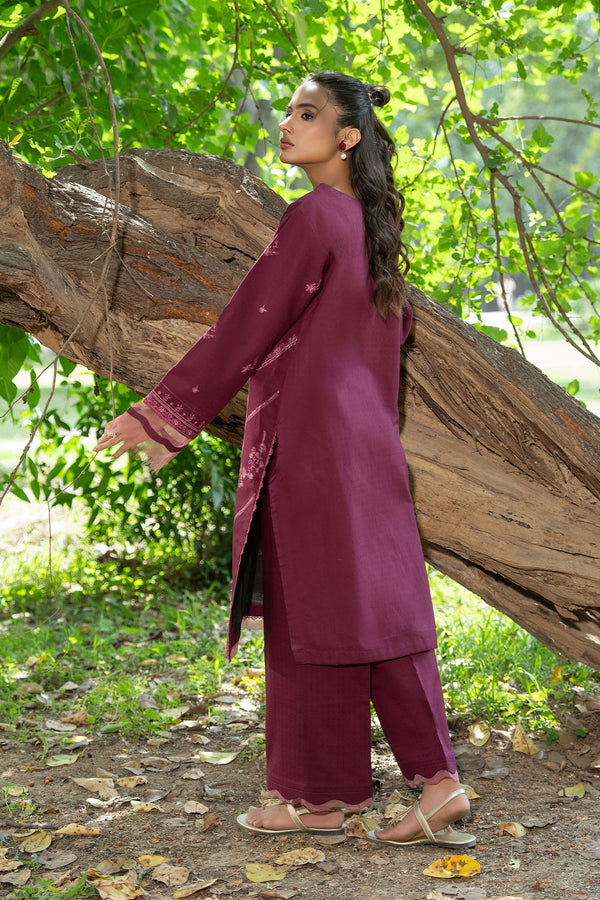 Maroon 2 Piece Unstitched Dyed Embroidered Lawn
