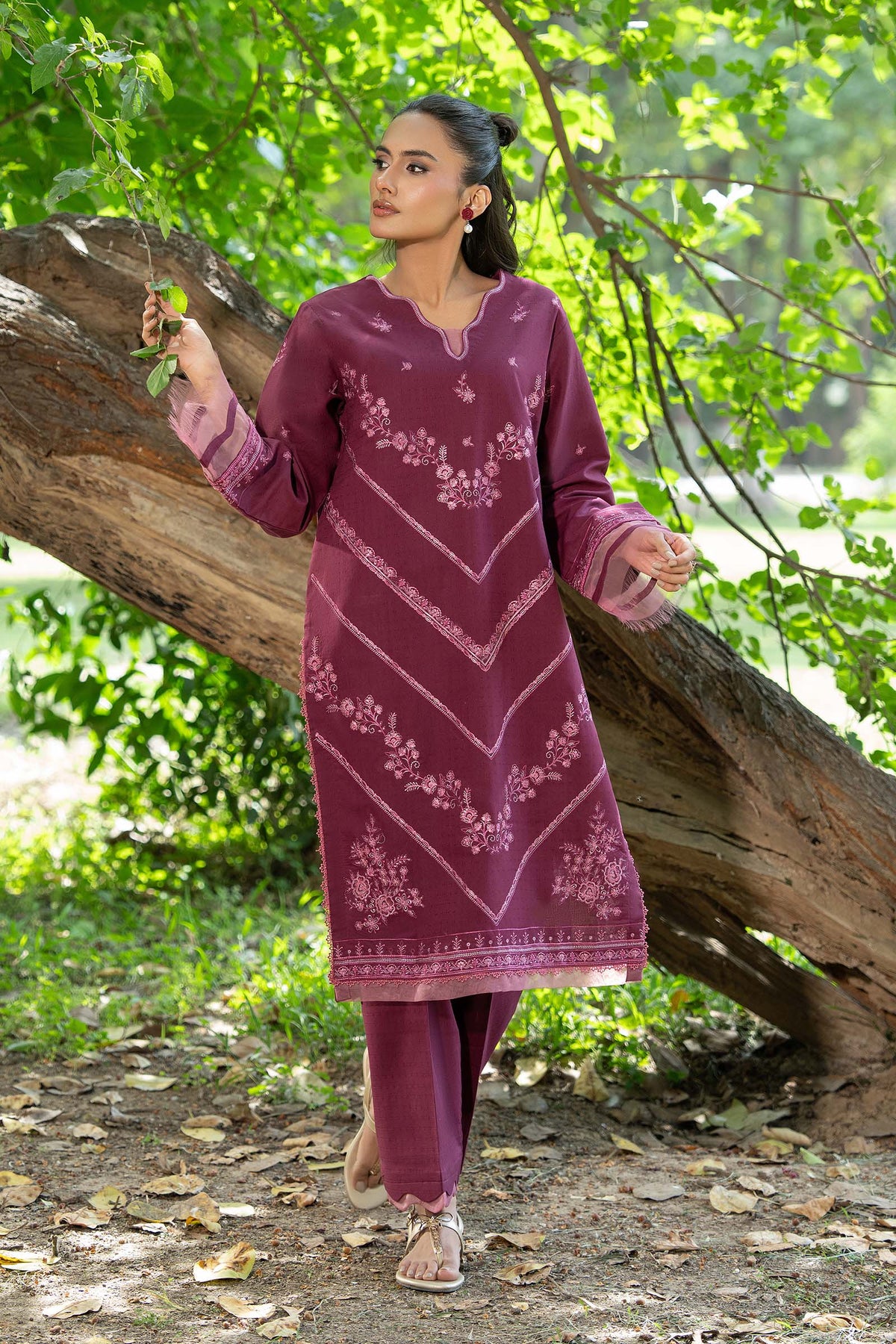 Maroon 2 Piece Unstitched Dyed Embroidered Lawn Main image