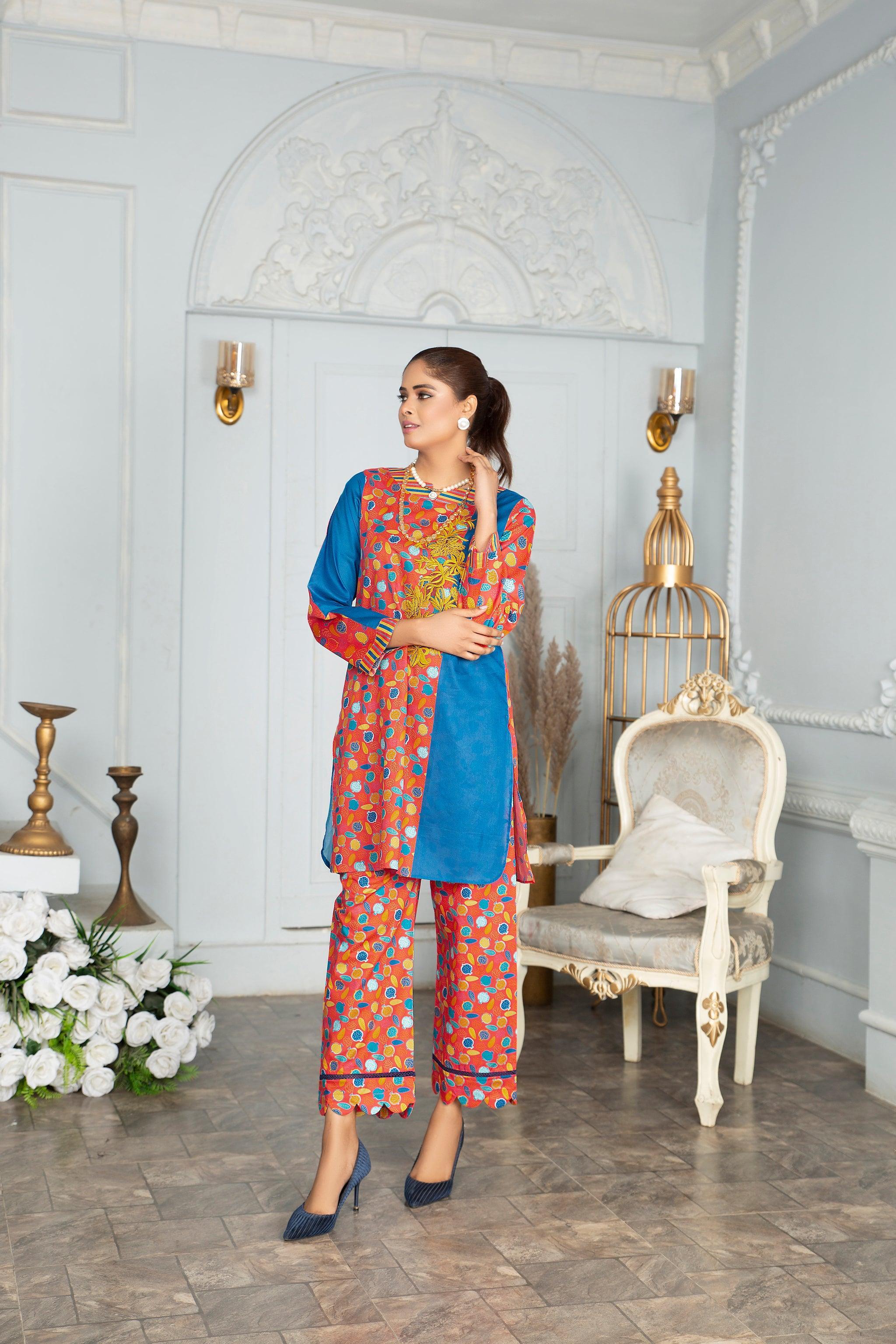 Multi 2 Piece Embroidered Lawn Unstitched - (Vol-16/07)2P-S-23-D-2 - SAFANOOR