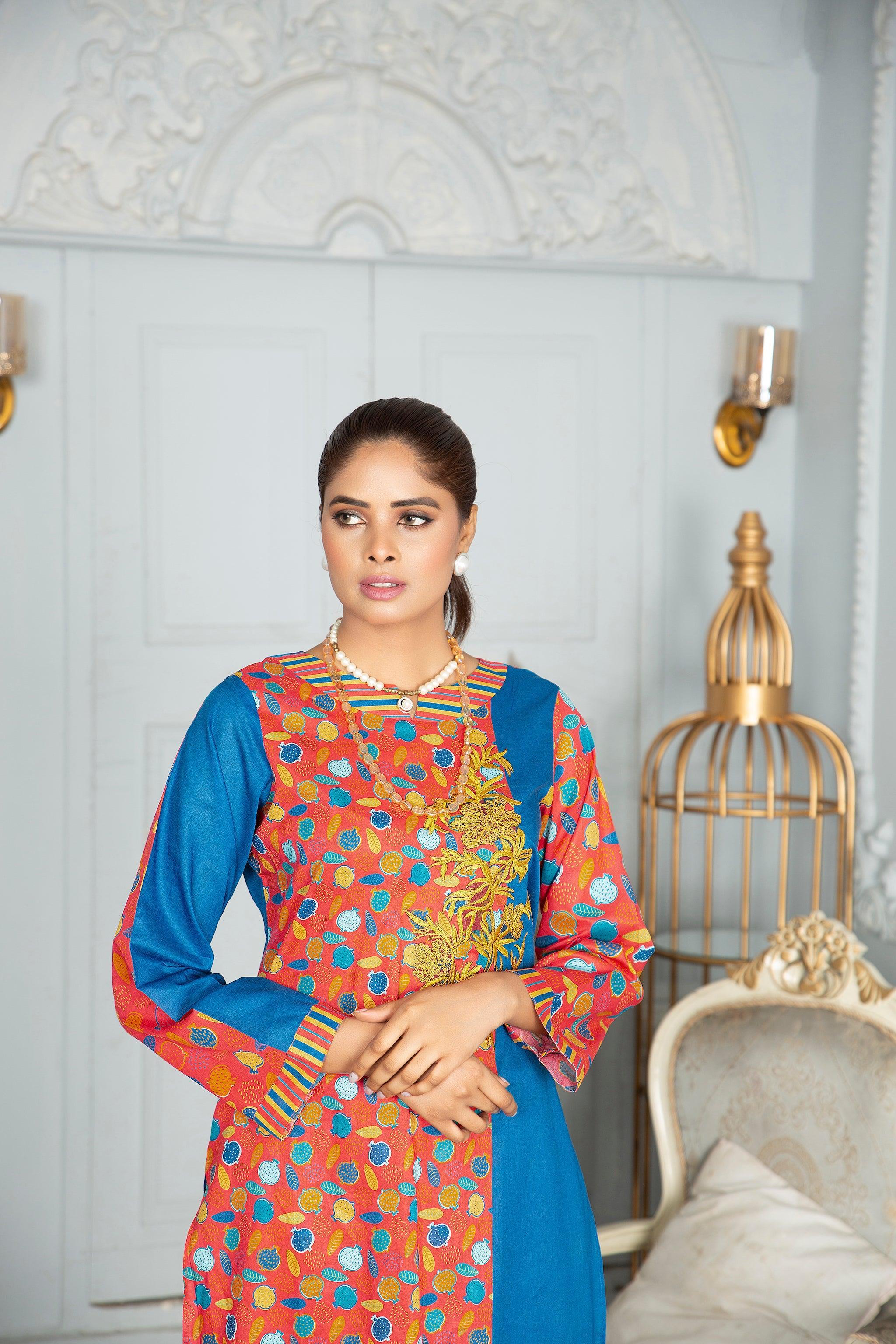 Multi 2 Piece Embroidered Lawn Unstitched - (Vol-16/07)2P-S-23-D-2 - SAFANOOR