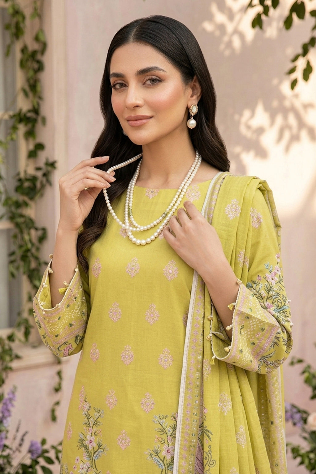 Mustard 3 Piece Unstitched Premium Printed Lawn Suit By Safa Noor Nigaah Collection Summer 2026