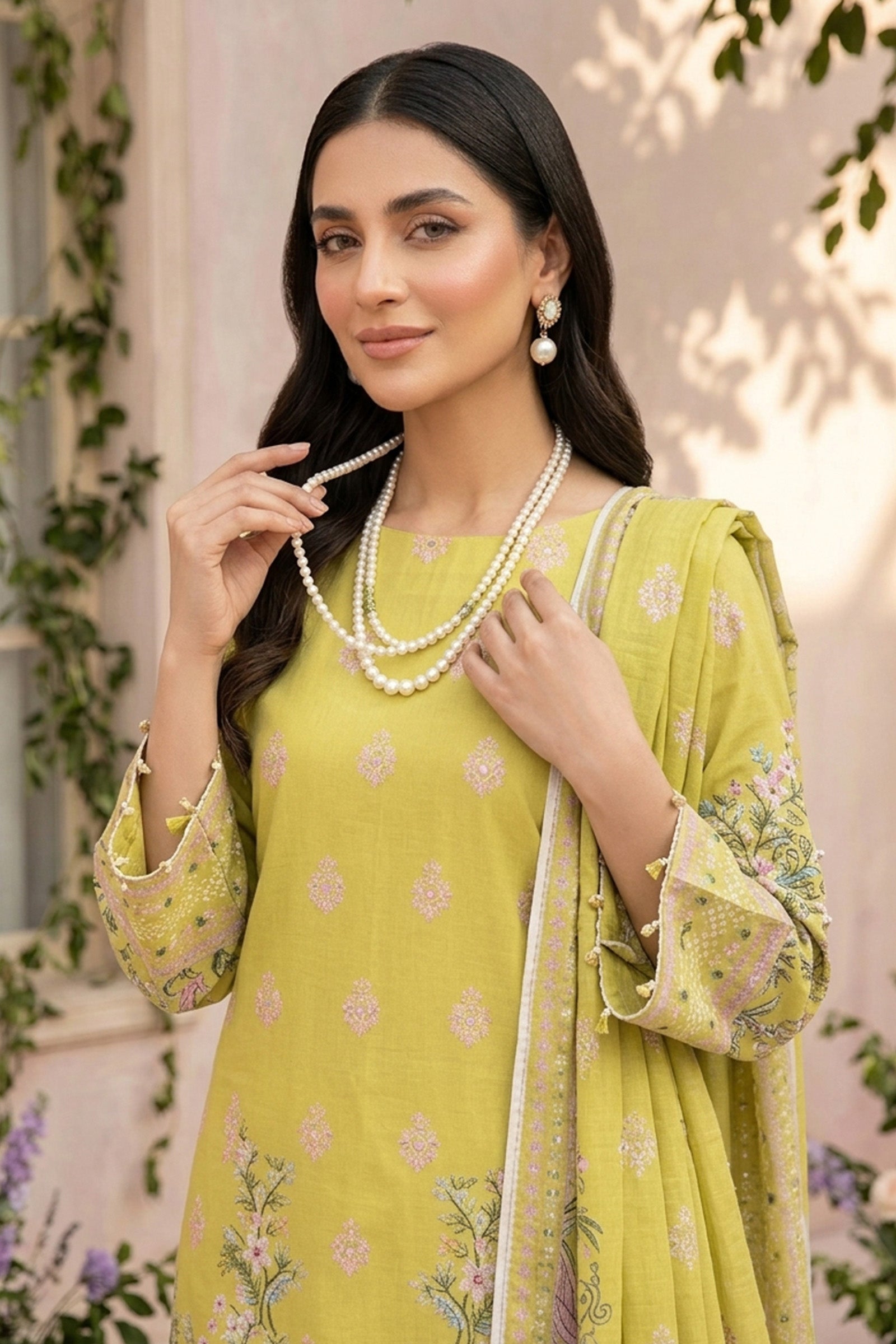 Mustard 3 Piece Unstitched Premium Printed Lawn Suit By Safa Noor Nigaah Collection Summer 2026