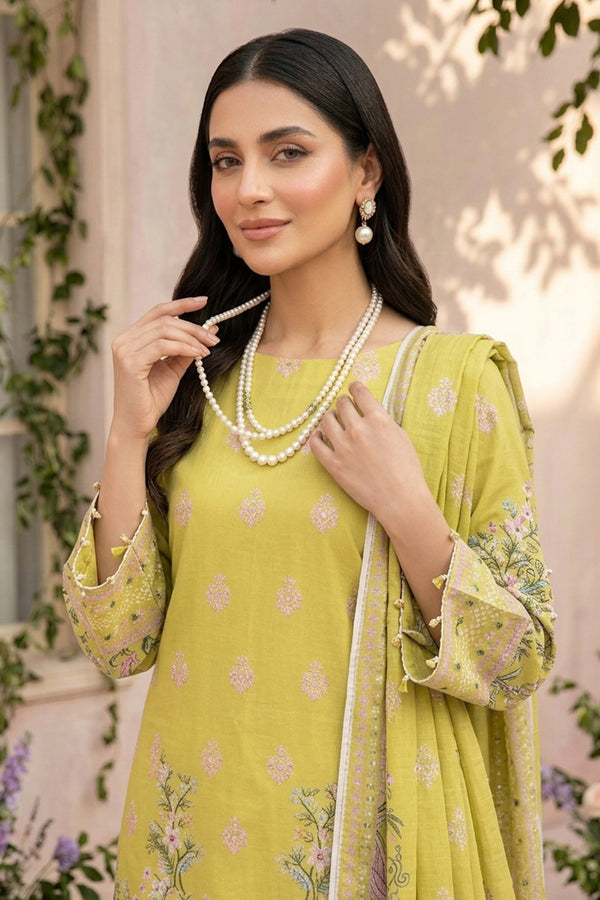 Mustard 3 Piece Unstitched Premium Printed Lawn Suit By Safa Noor Nigaah Collection Summer 2026