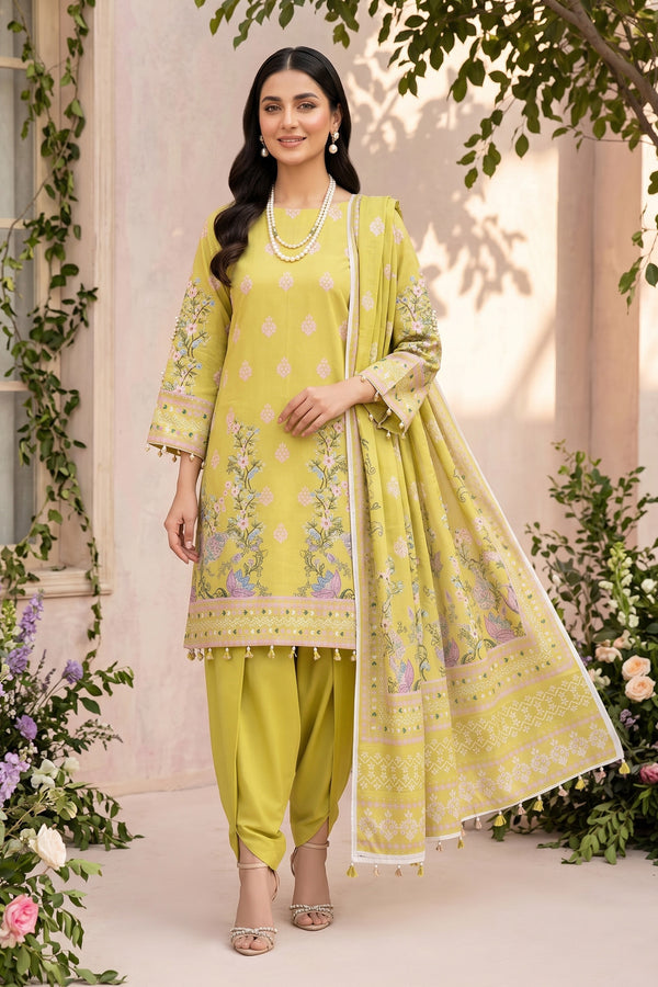 Mustard 3 Piece Unstitched Premium Printed Lawn Suit By Safa Noor Nigaah Collection Summer 2026