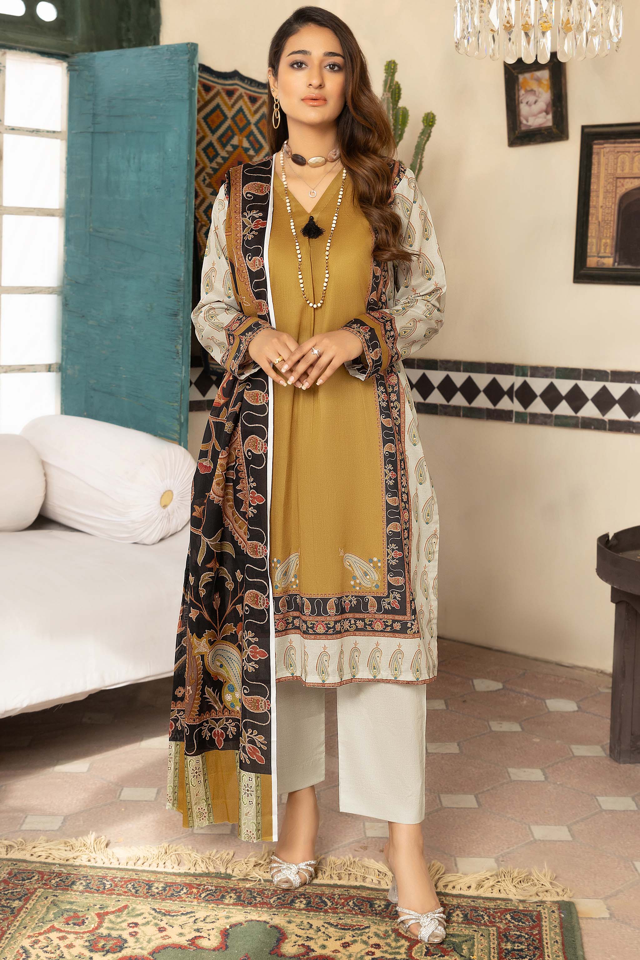 Mustard 3 Piece Unstitched Printed Lawn - (Vol-72/19)3P-S-24-D-7 - SAFANOOR