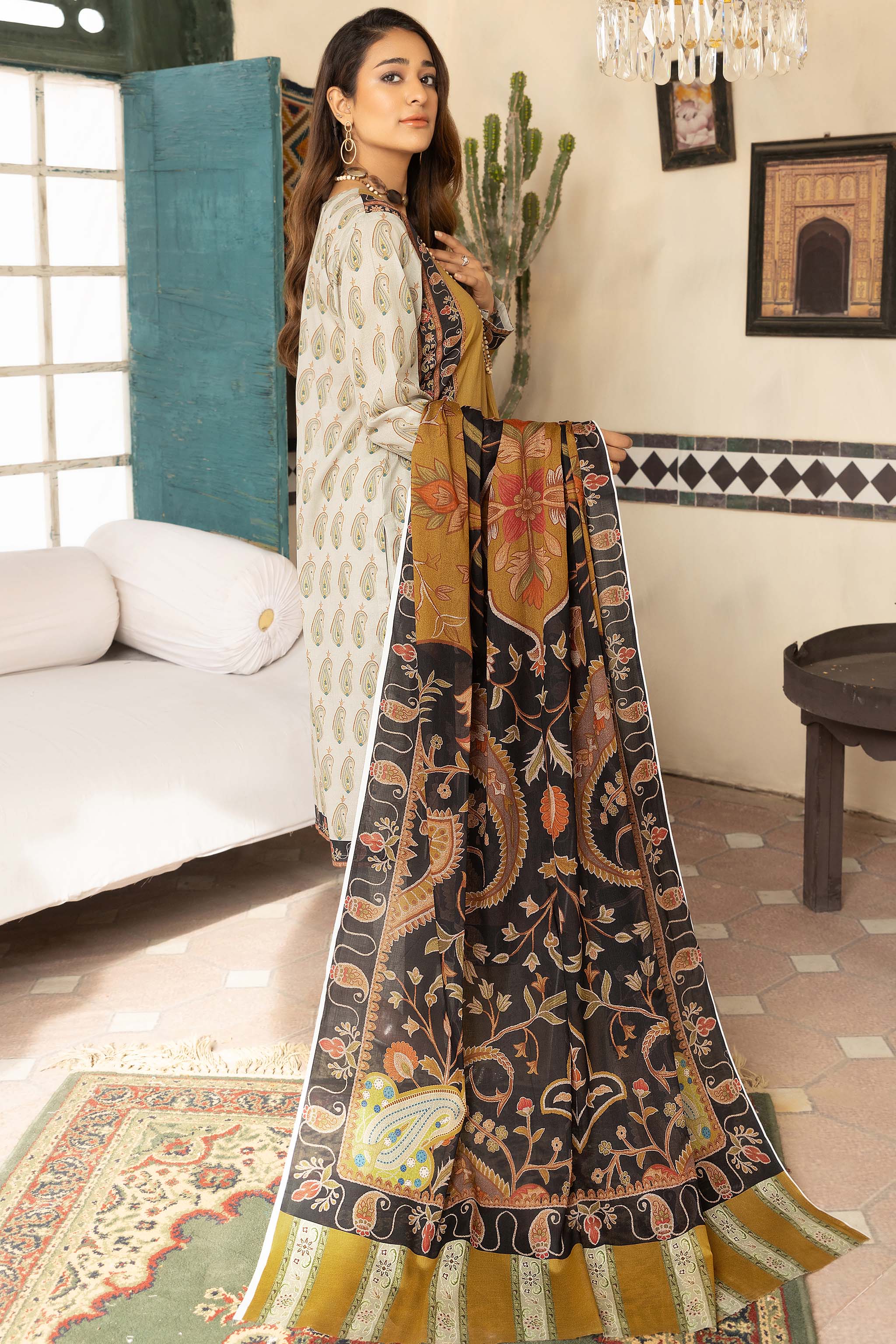 Mustard 3 Piece Unstitched Printed Lawn - (Vol-72/19)3P-S-24-D-7 - SAFANOOR