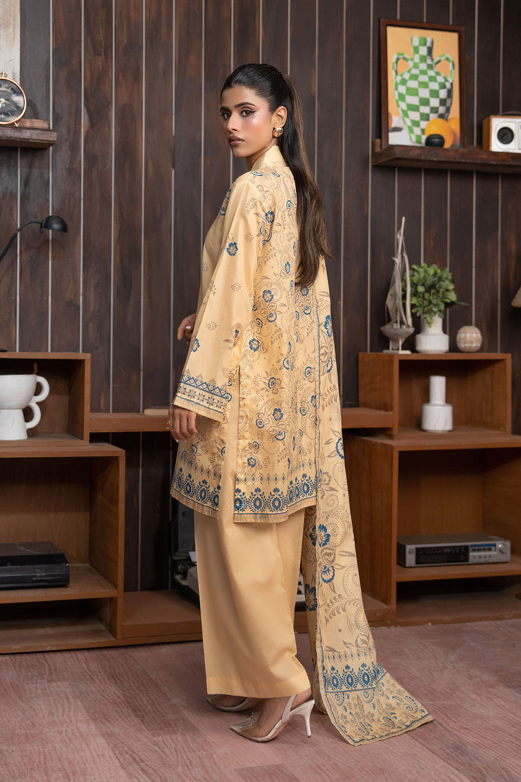 Pale Gold 3 Piece Unstitched Premium Printed Lawn Suit By Safa Noor Nigaah Collection Summer 2026