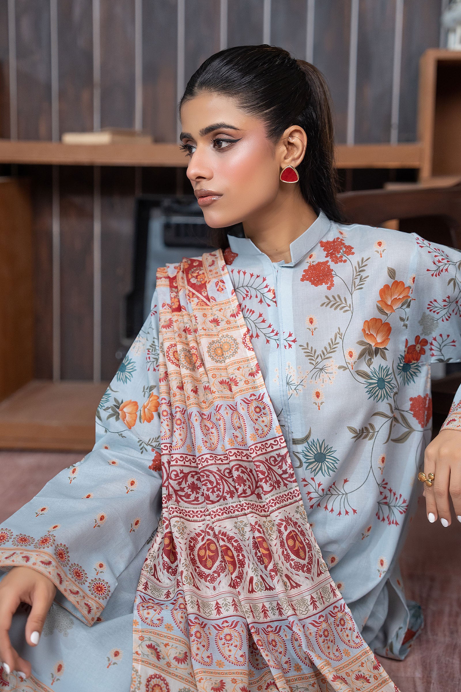 Pastel Blue 3 Piece Unstitched Premium Printed Lawn Suit By Safa Noor Nigaah Collection Summer 2026
