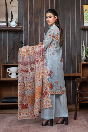 Pastel Blue 3 Piece Unstitched Premium Printed Lawn Suit By Safa Noor Nigaah Collection Summer 2026