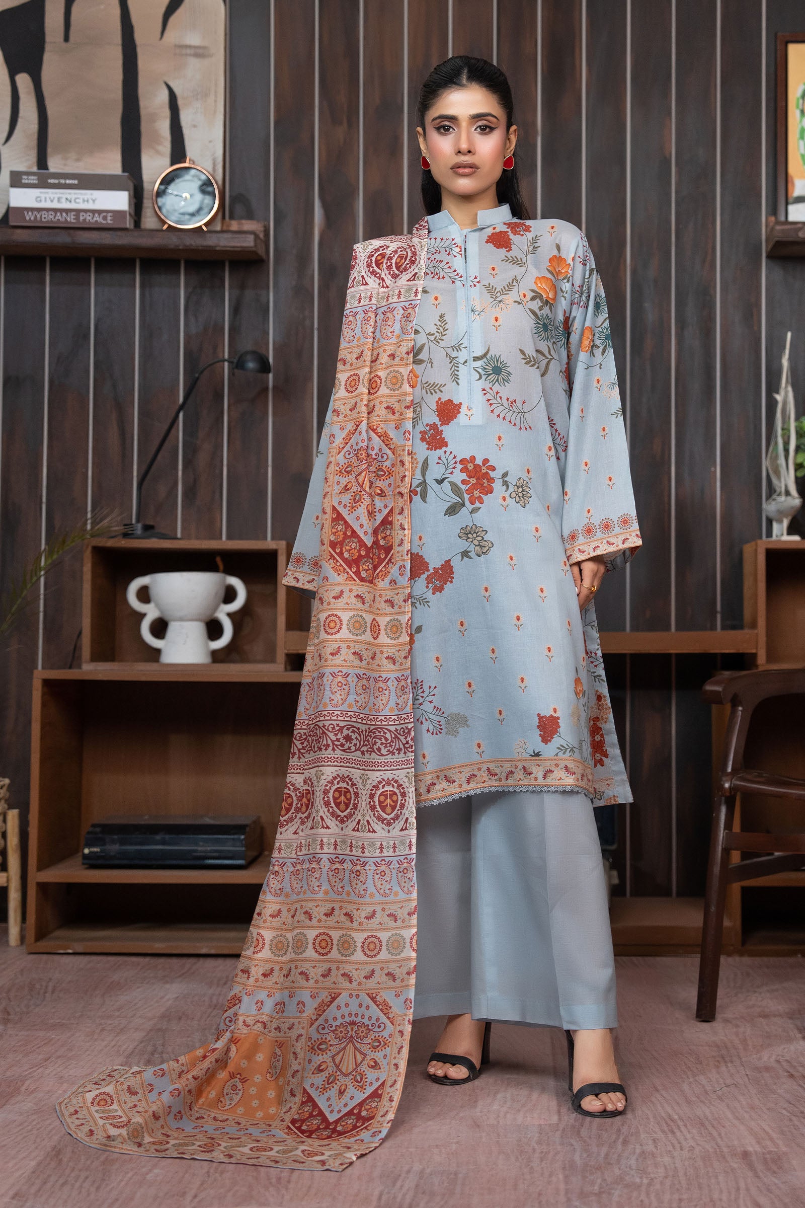 Pastel Blue 3 Piece Unstitched Premium Printed Lawn Suit By Safa Noor Nigaah Collection Summer 2026