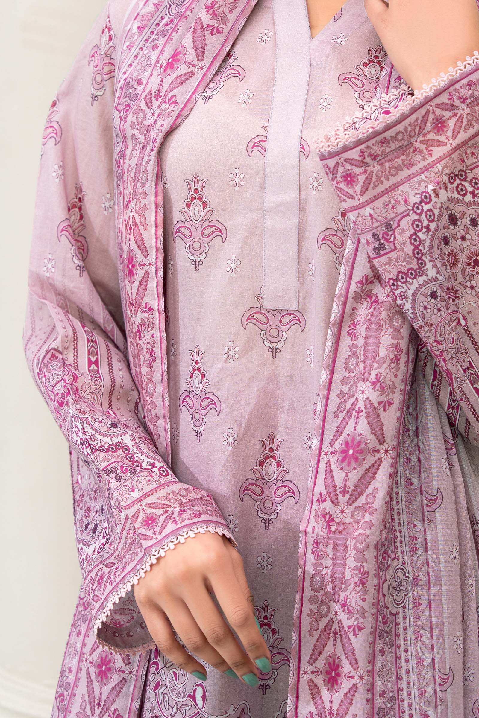 Pastel Pink 3 Piece Unstitched Premium Printed Lawn