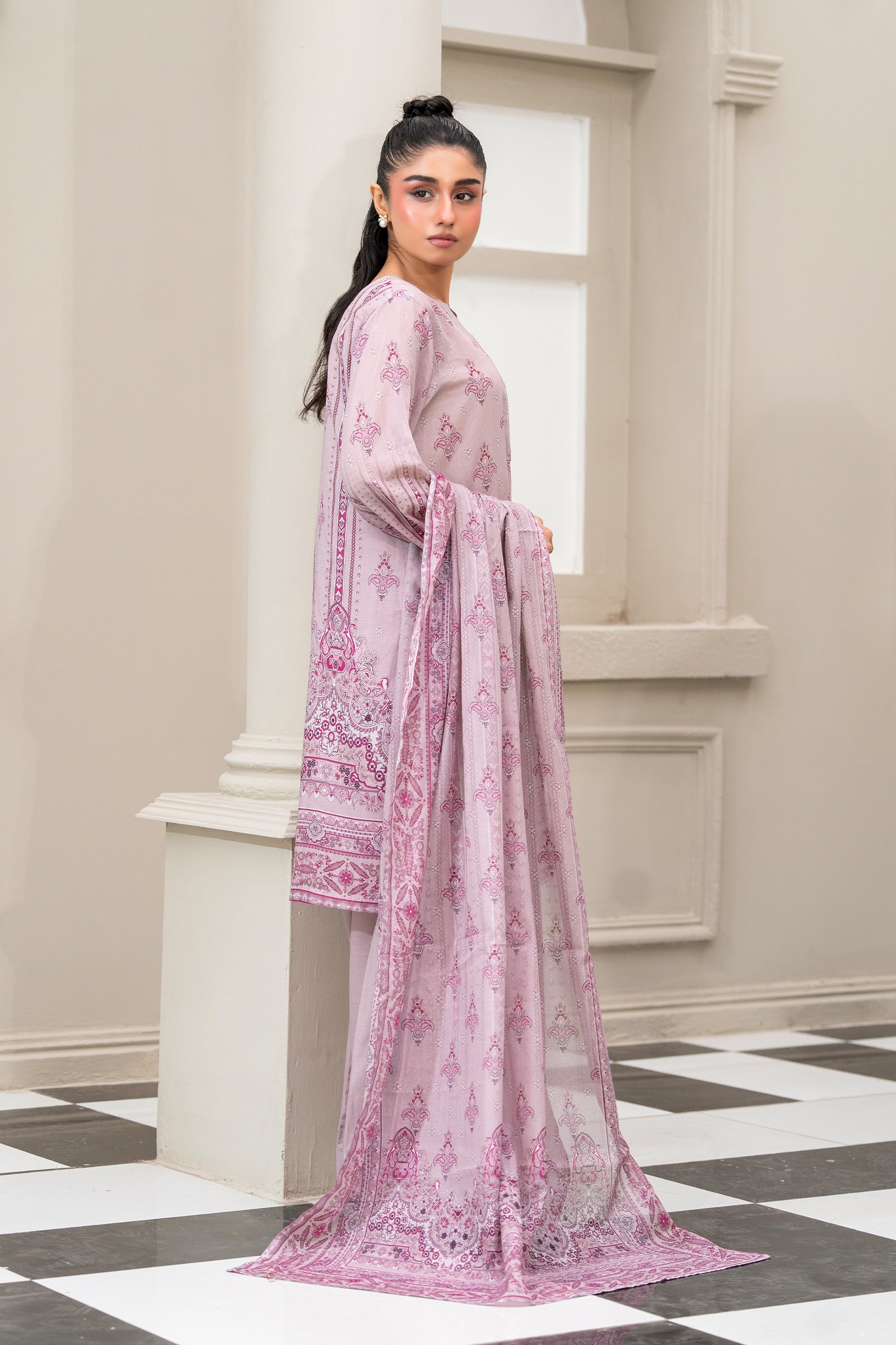 Pastel Pink 3 Piece Unstitched Premium Printed Lawn