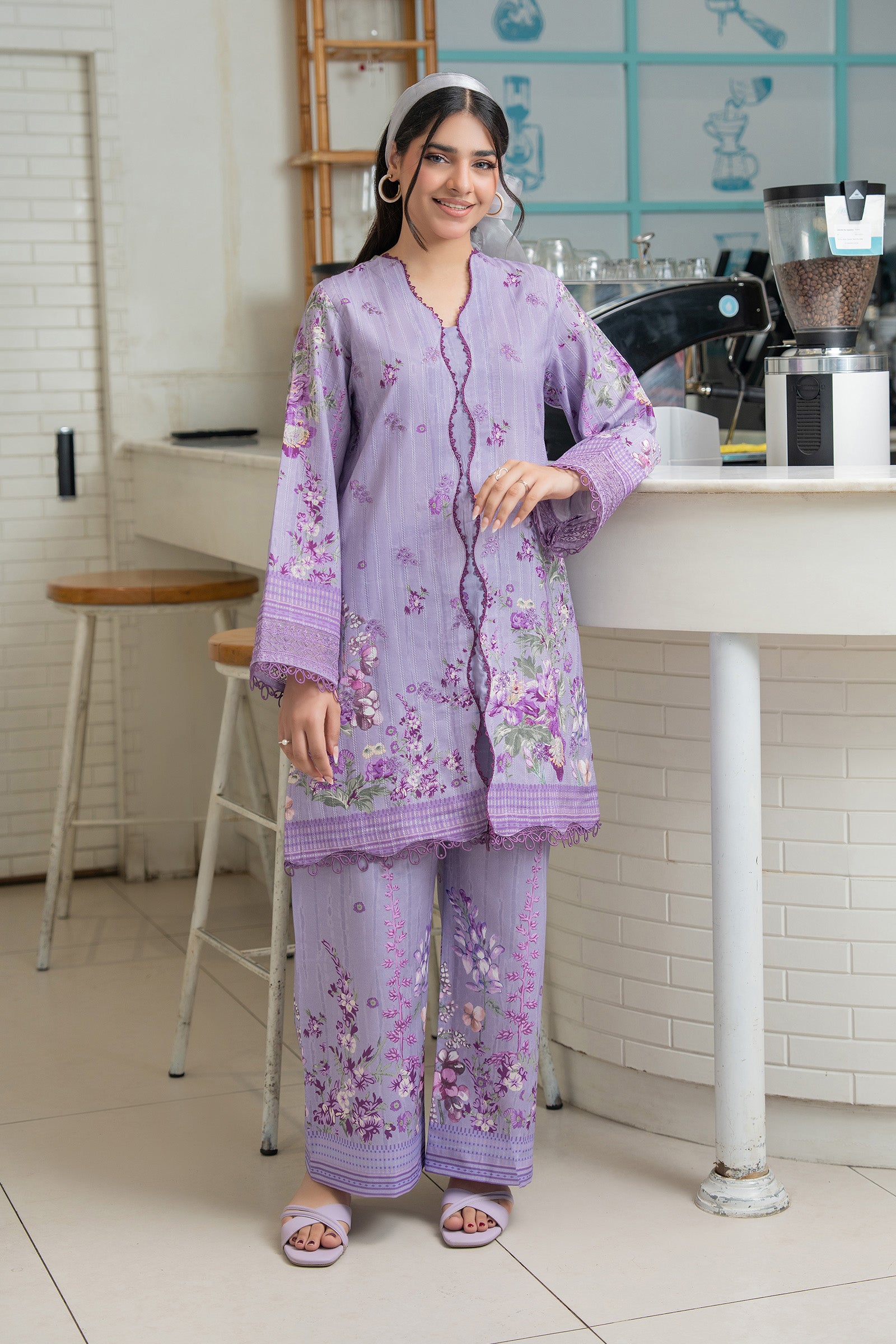 Pastel Purple 2 Piece Unstitched Embroidered Lawn